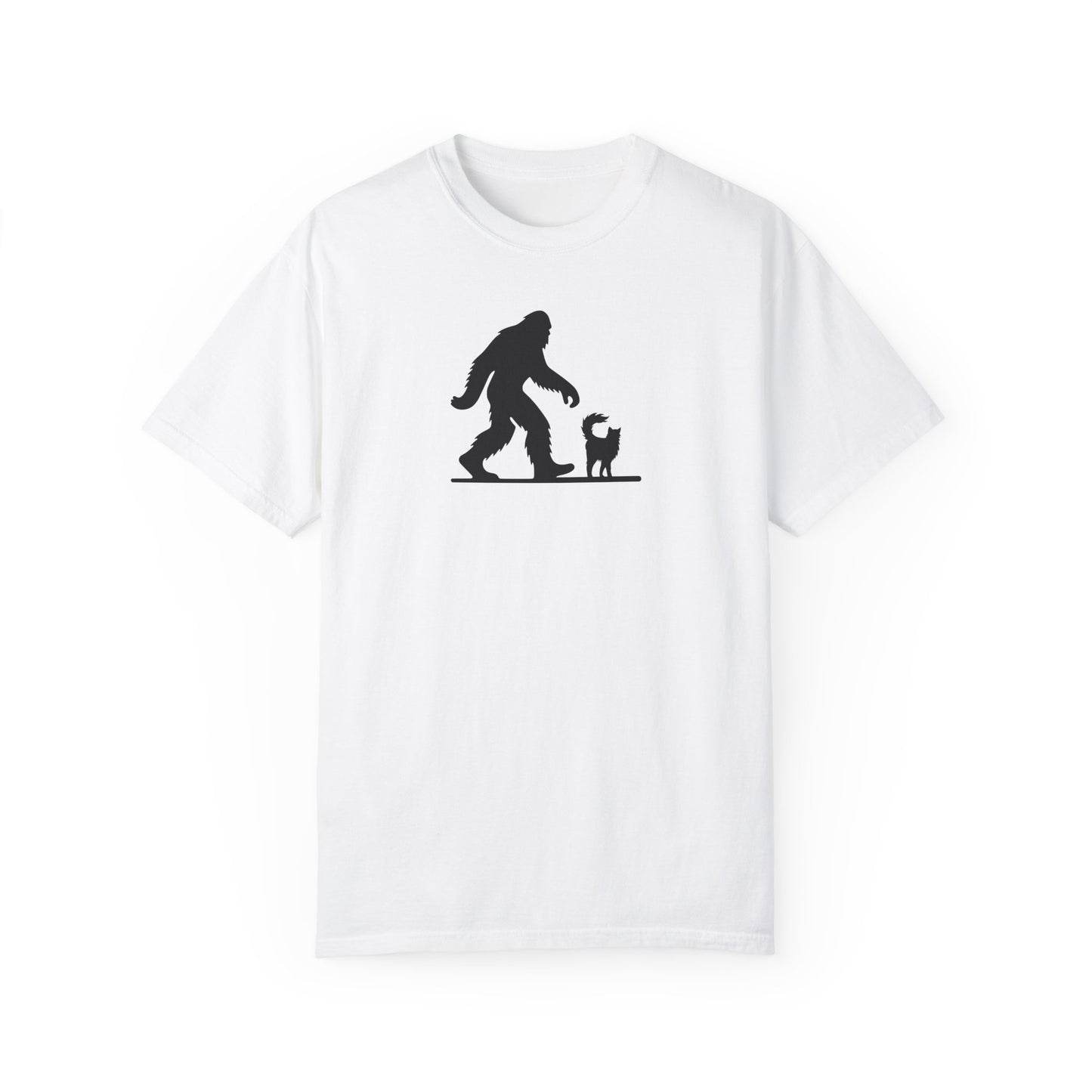 Bigfoot & Cat Unisex Garment-Dyed T-Shirt - Fun Casual Wear