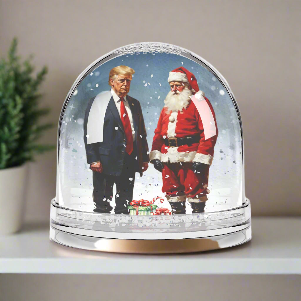 Santa & Trump Festive Snow Globe: Unique Holiday Decor