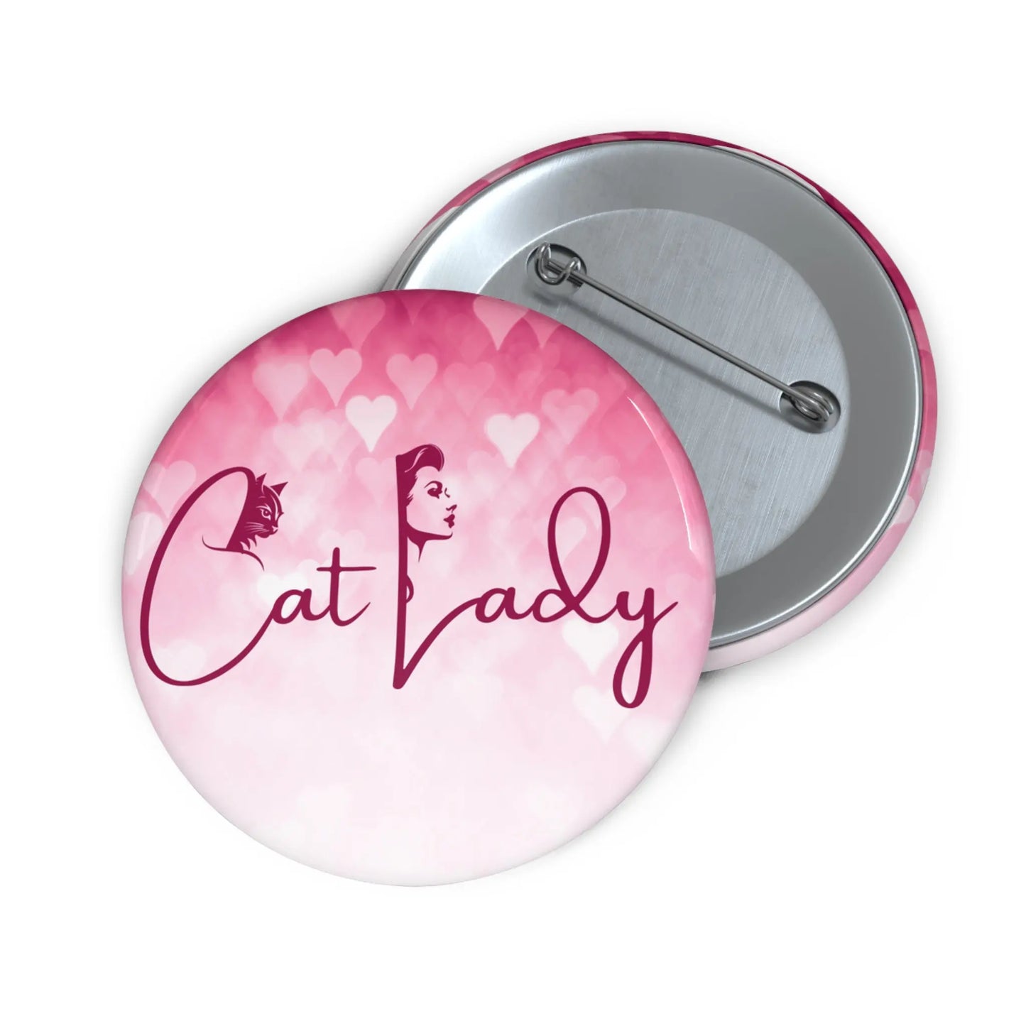 Cat Lady Pin Buttons - Cute Accessories for Cat Lovers Printify