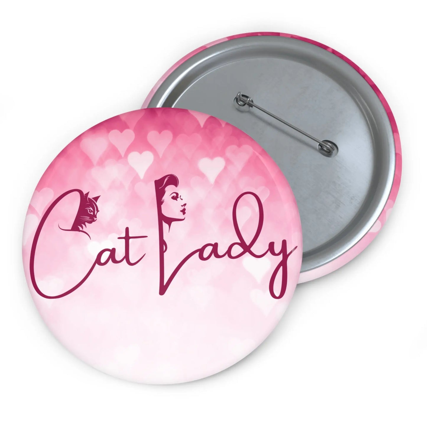 Cat Lady Pin Buttons - Cute Accessories for Cat Lovers Printify