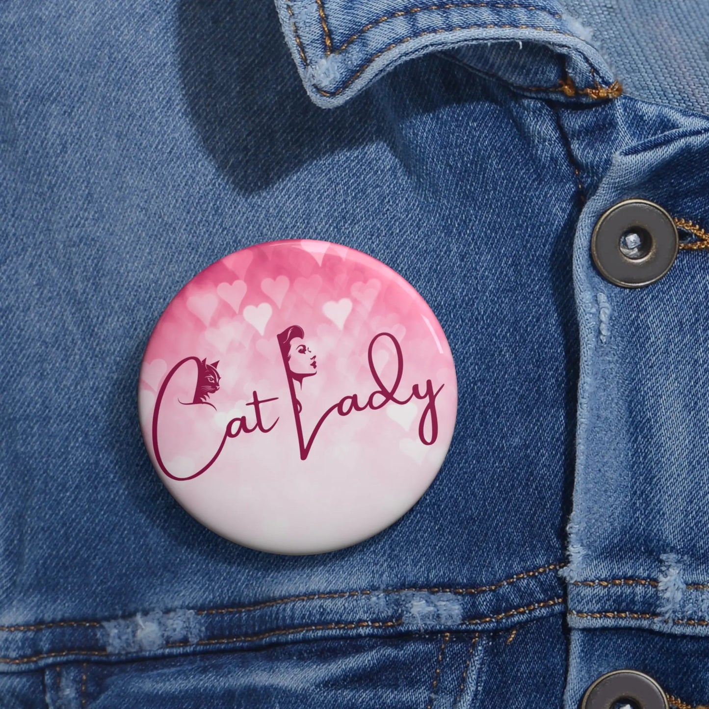 Cat Lady Pin Buttons - Cute Accessories for Cat Lovers Printify