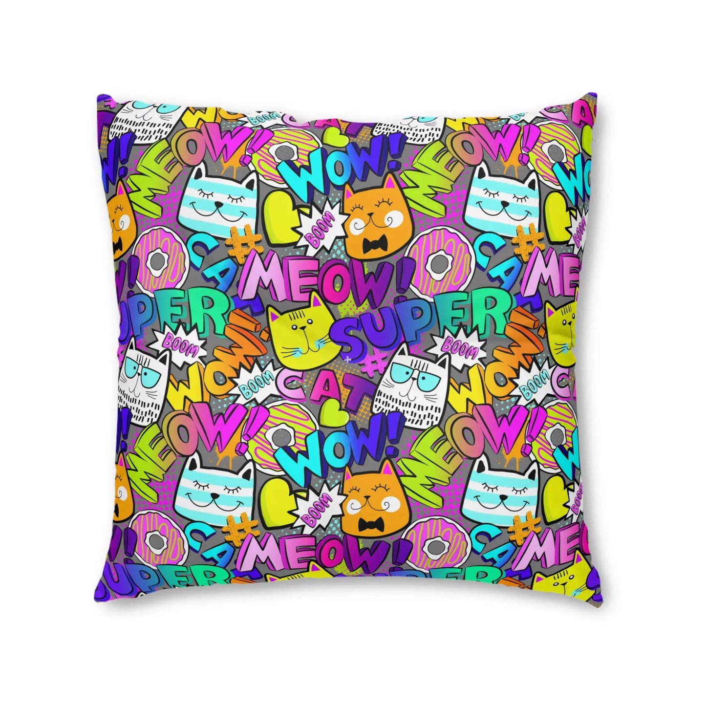 Comical Cat-Themed Tufted Floor Pillow - Perfect for Pet Lovers! Printify