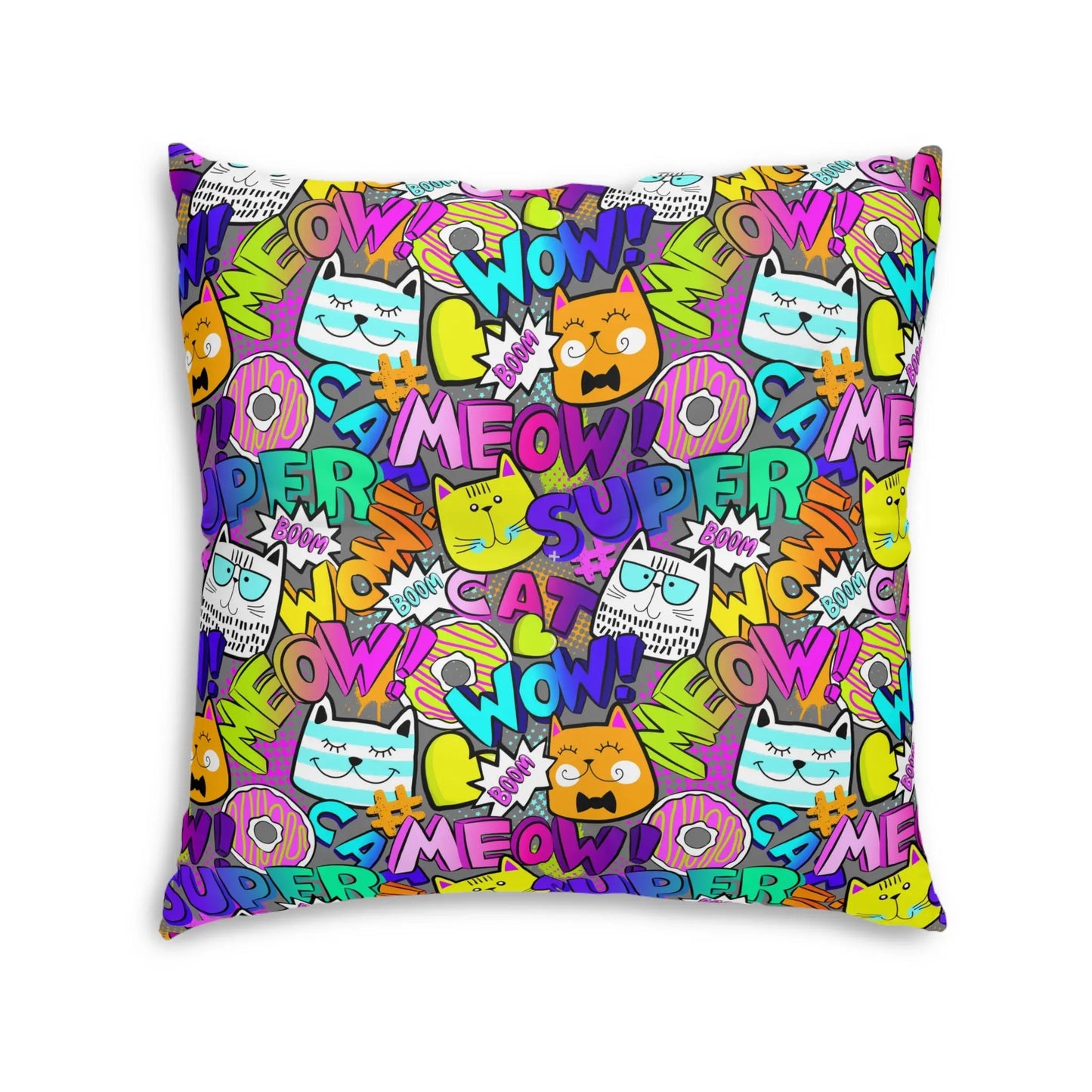 Comical Cat-Themed Tufted Floor Pillow - Perfect for Pet Lovers! Printify