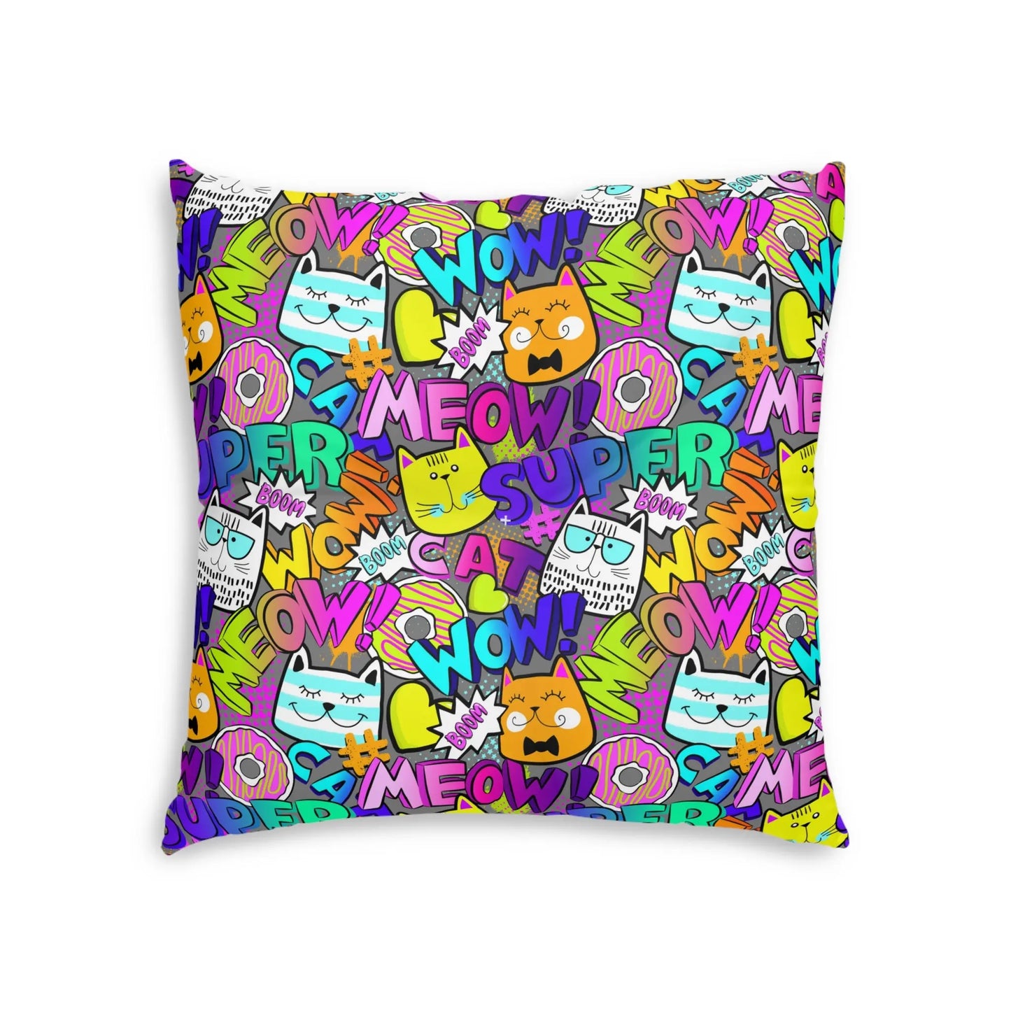 Comical Cat-Themed Tufted Floor Pillow - Perfect for Pet Lovers! Printify