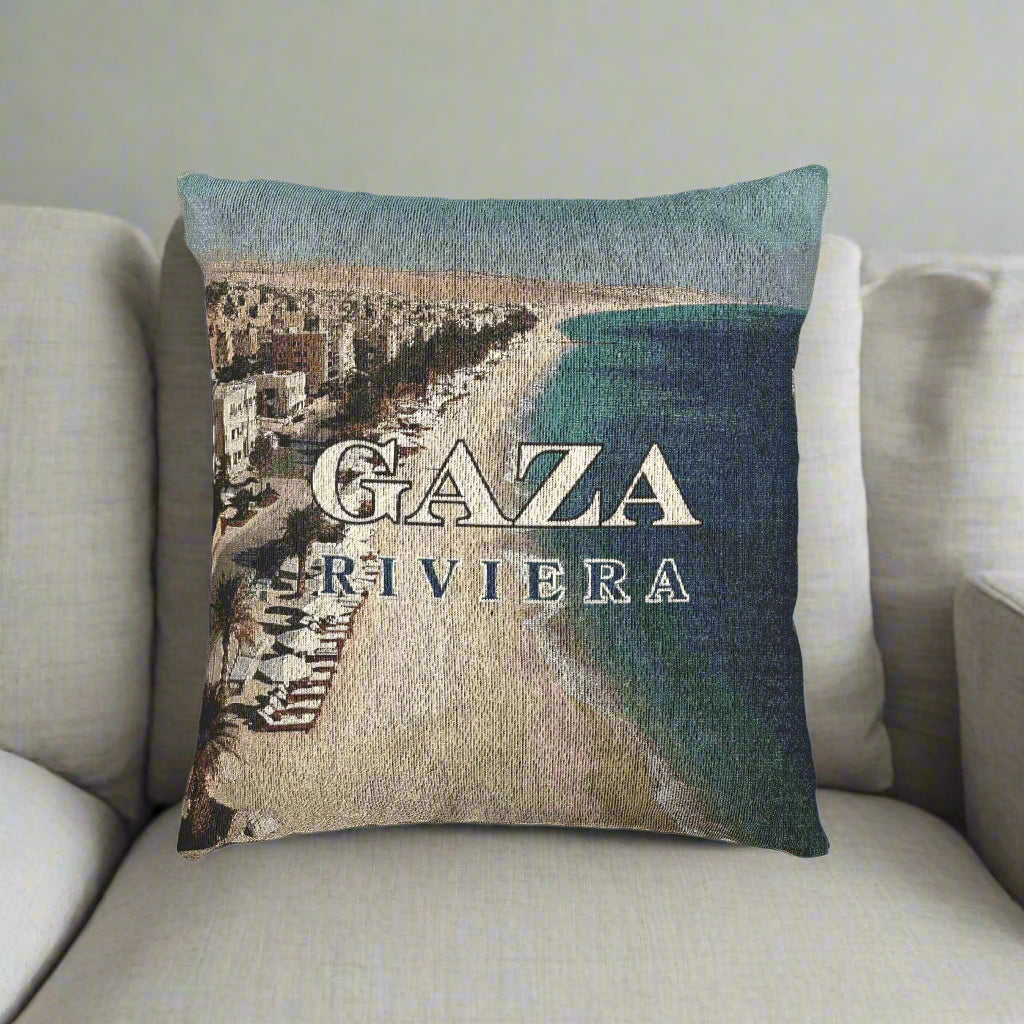 Cozy Woven Pillow - Gaza Riviera Beach Decor Printify