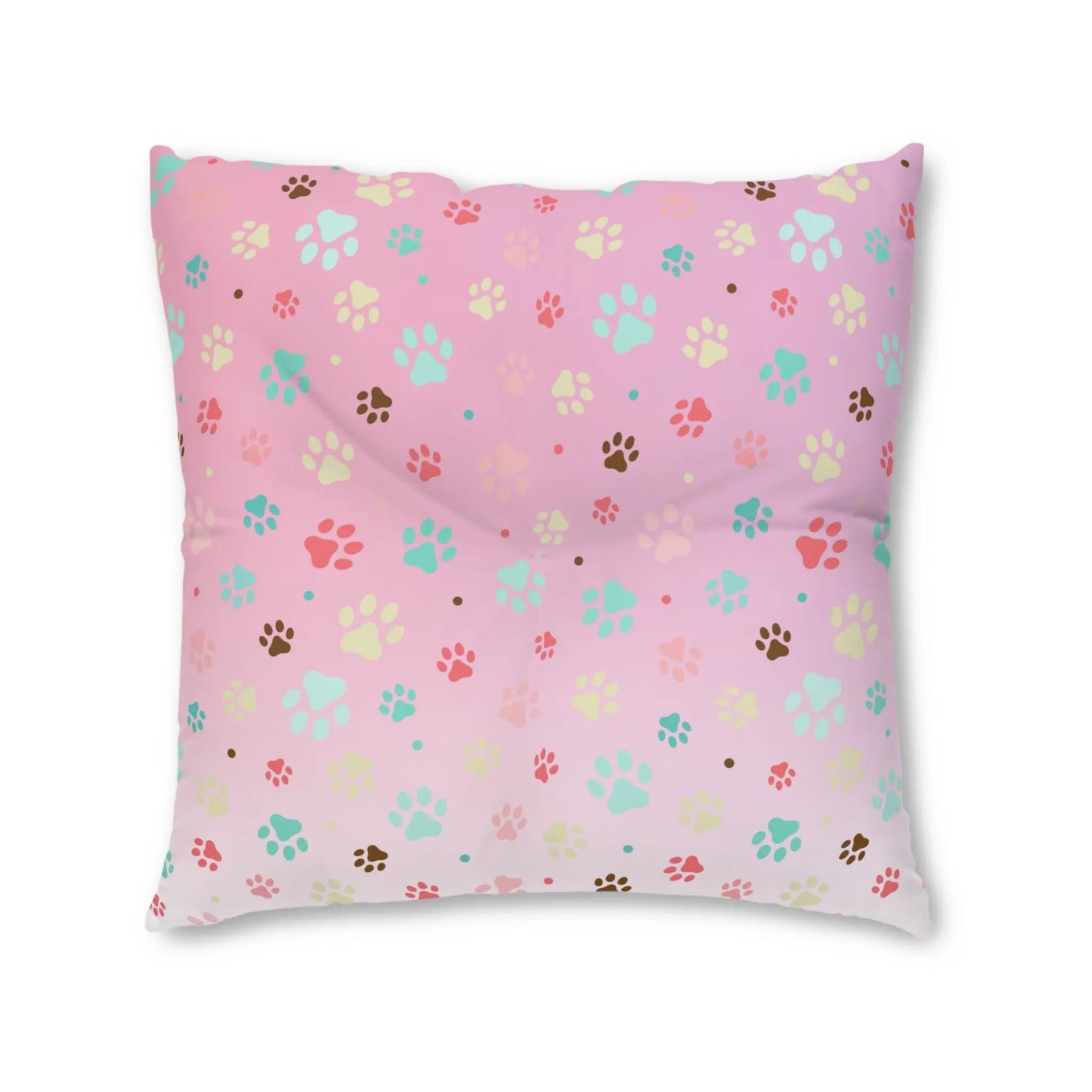 Cute Pet Paw Print Tufted Floor Pillow Printify