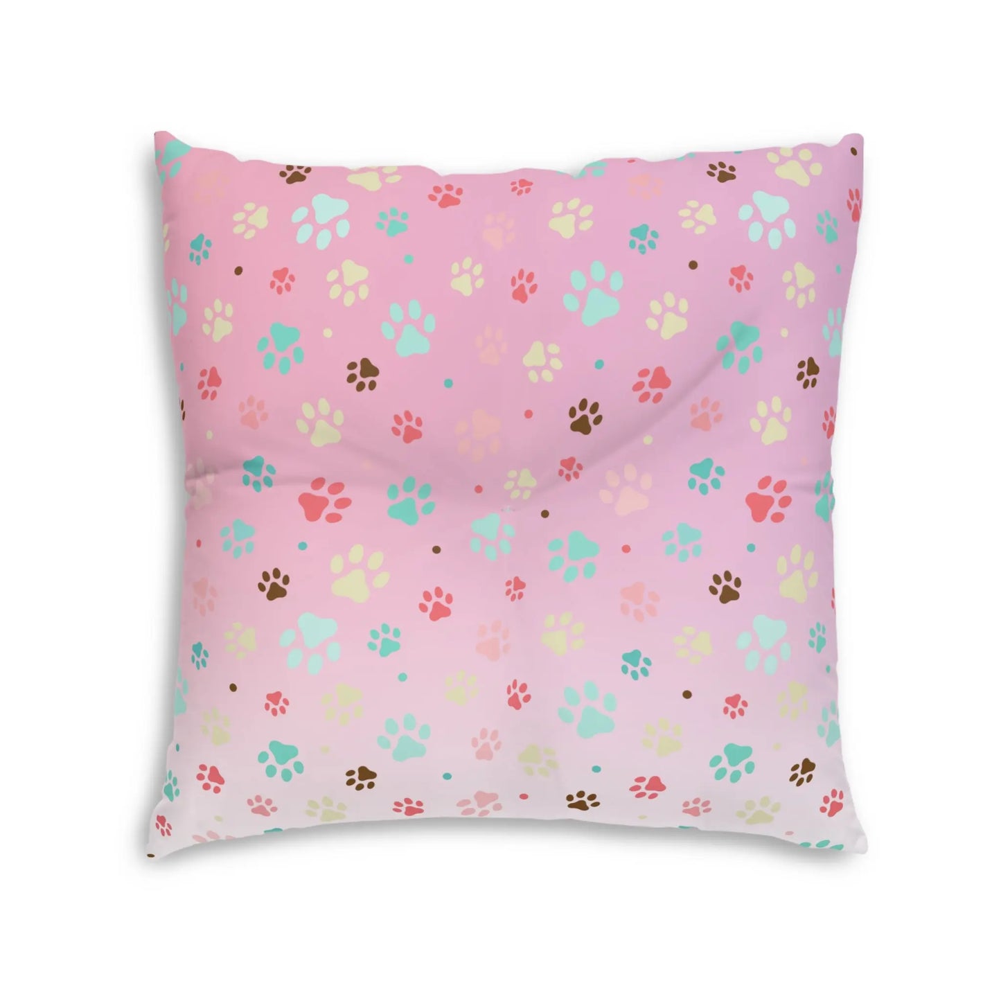 Cute Pet Paw Print Tufted Floor Pillow Printify