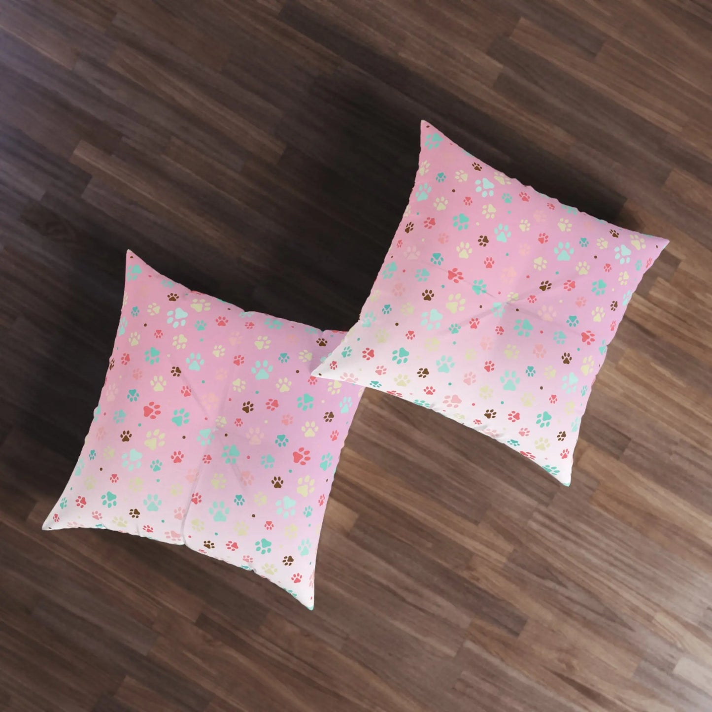 Cute Pet Paw Print Tufted Floor Pillow Printify