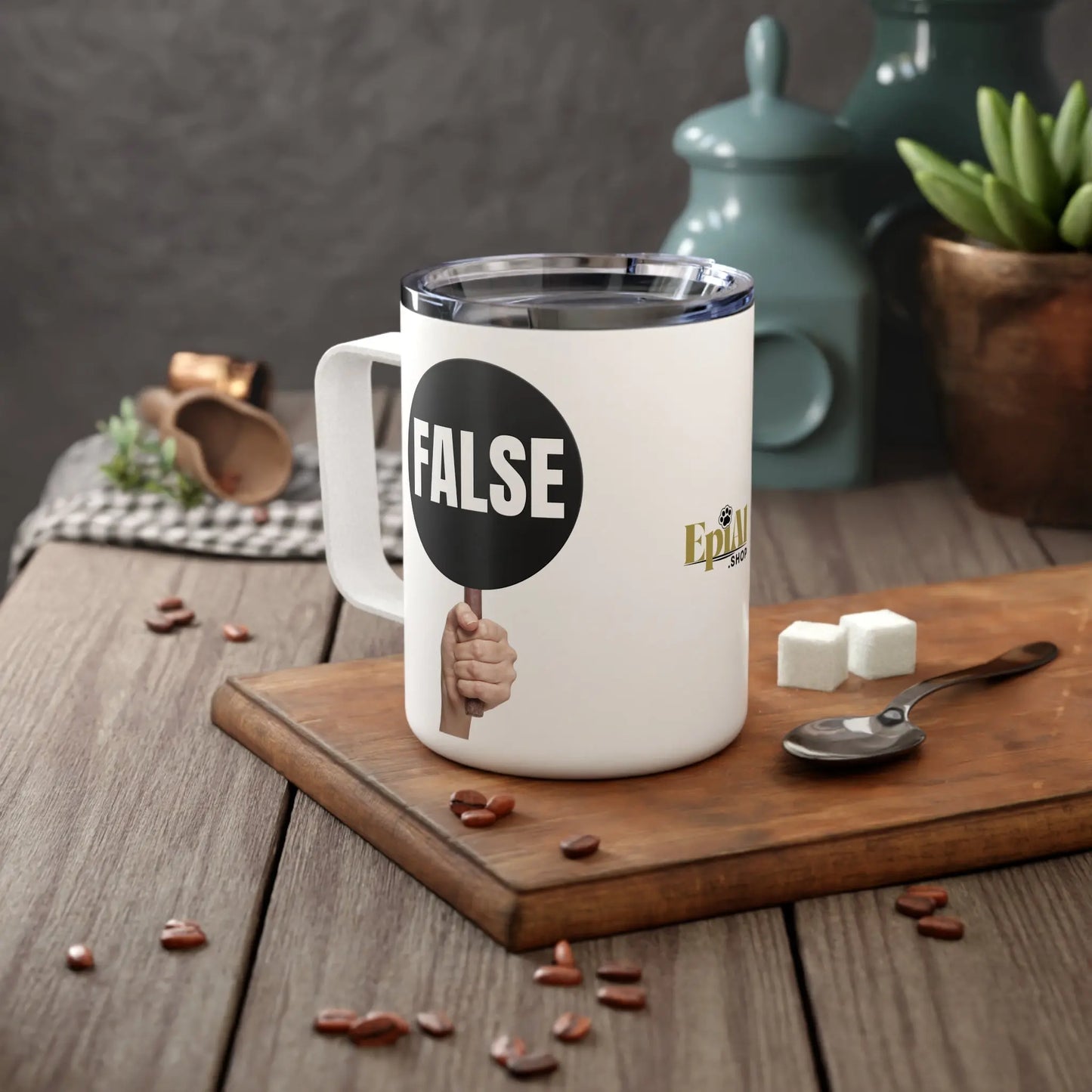 False Sign Politically-Inspired Insulated Coffee Mug - 10oz Printify