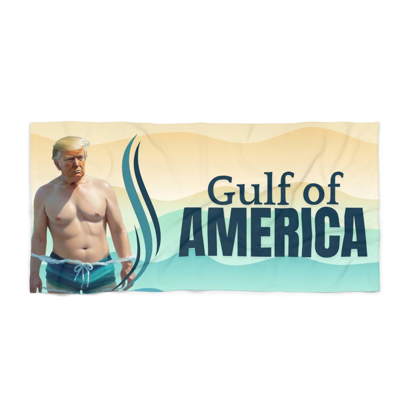 Funny Beach Towel - Gulf of America with Trump Figure Printify