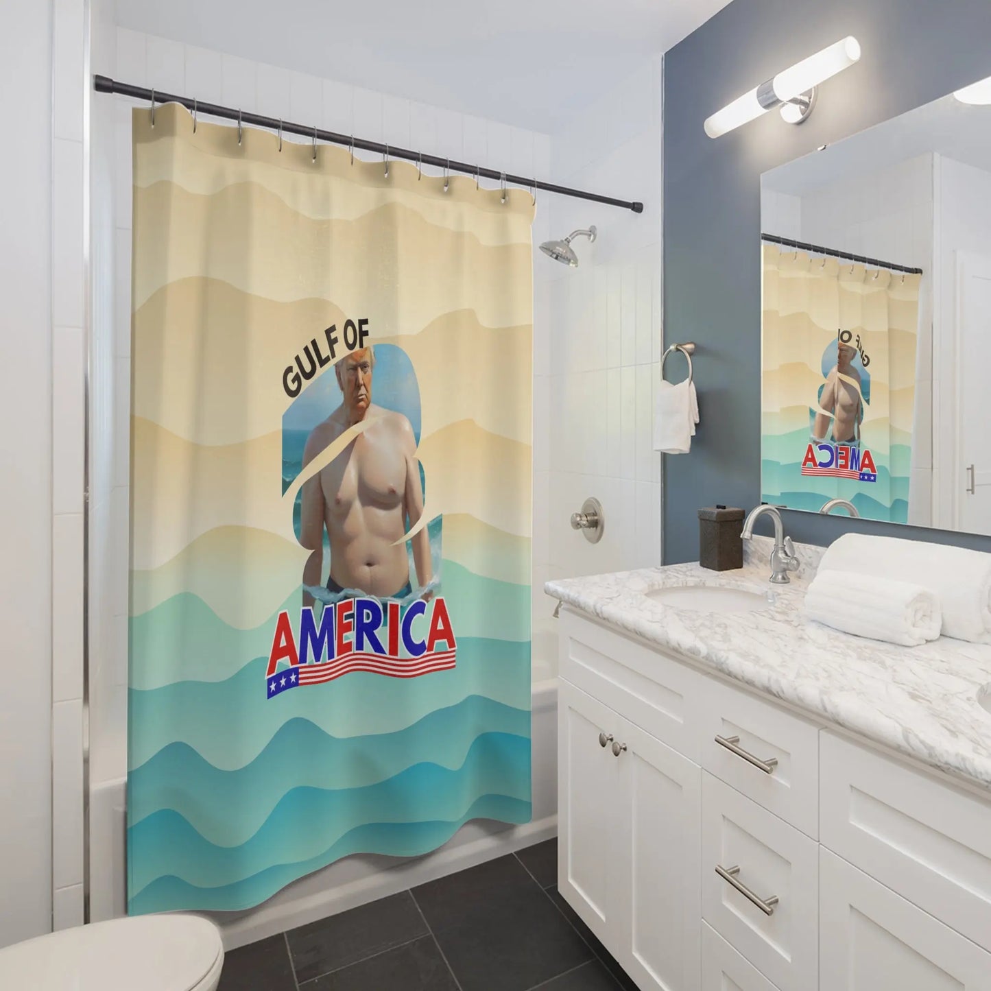 Funny Gulf of America Shower Curtain - Quirky Bathroom Decor Printify