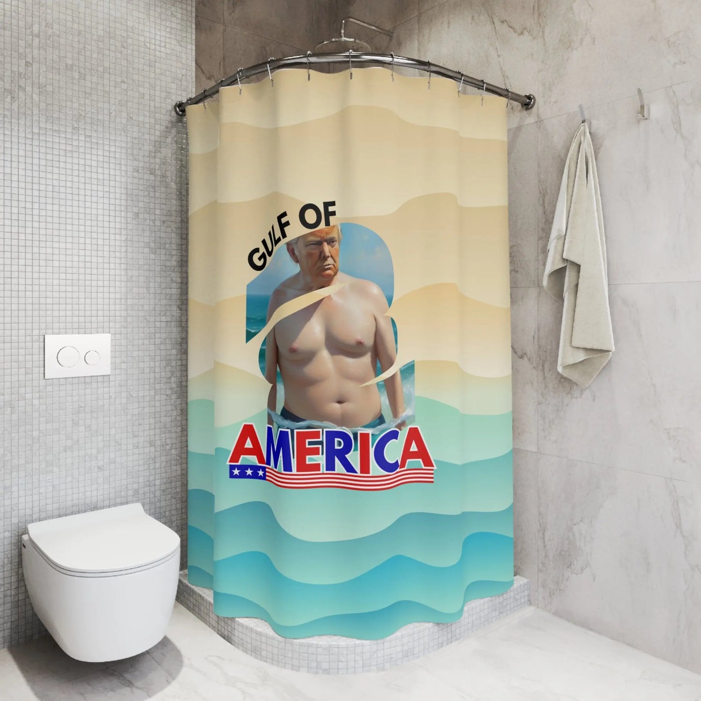 Funny Gulf of America Shower Curtain - Quirky Bathroom Decor Printify