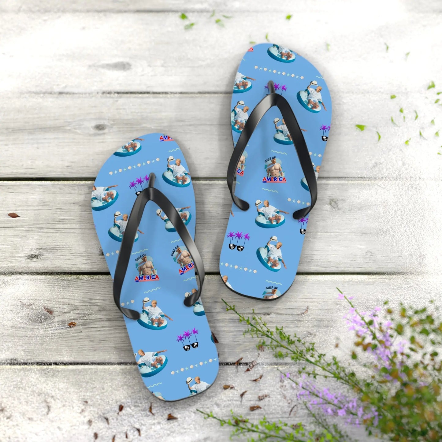 Funny Gulf of America Summer Flip Flops for Beach Lovers Printify