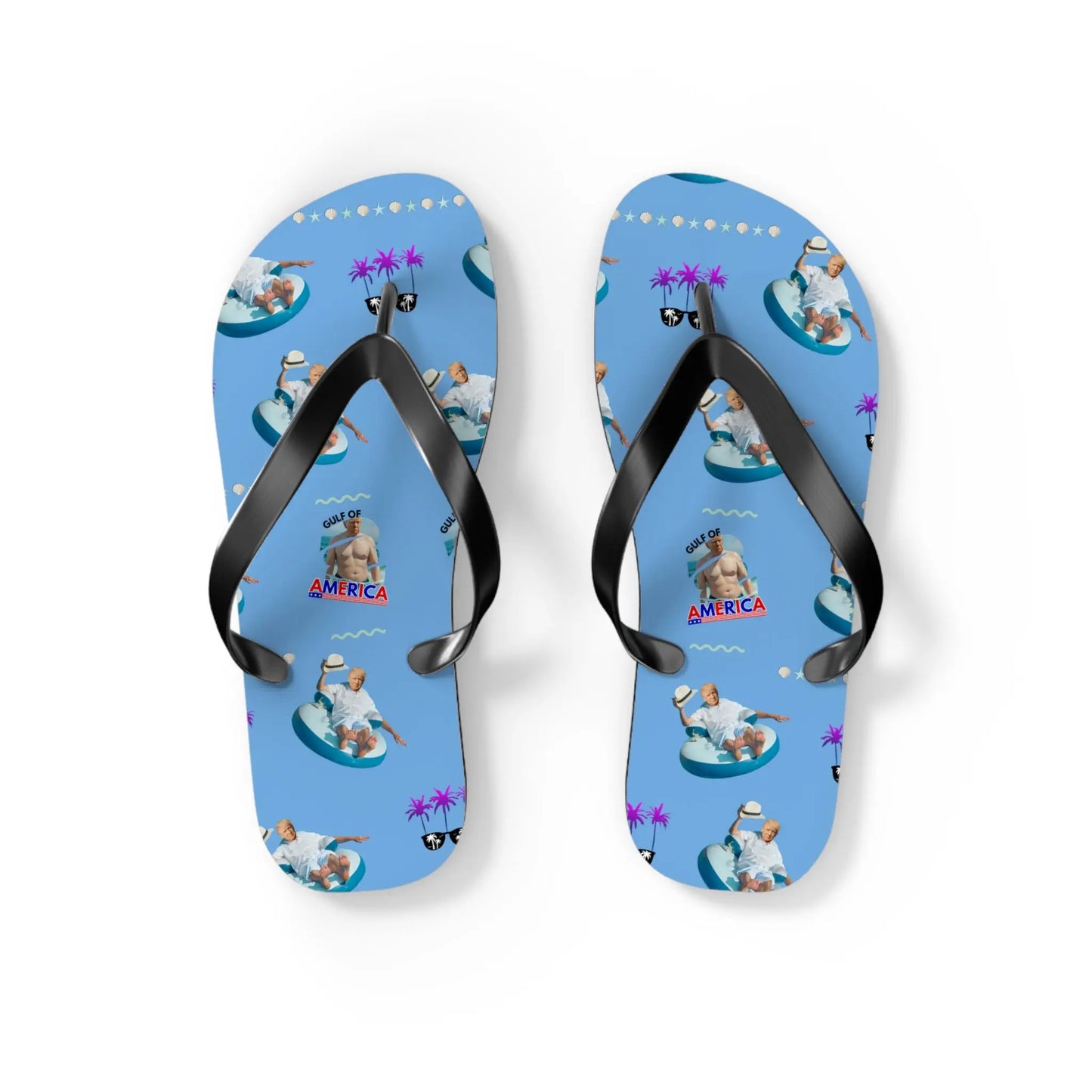 Funny Gulf of America Summer Flip Flops for Beach Lovers Printify