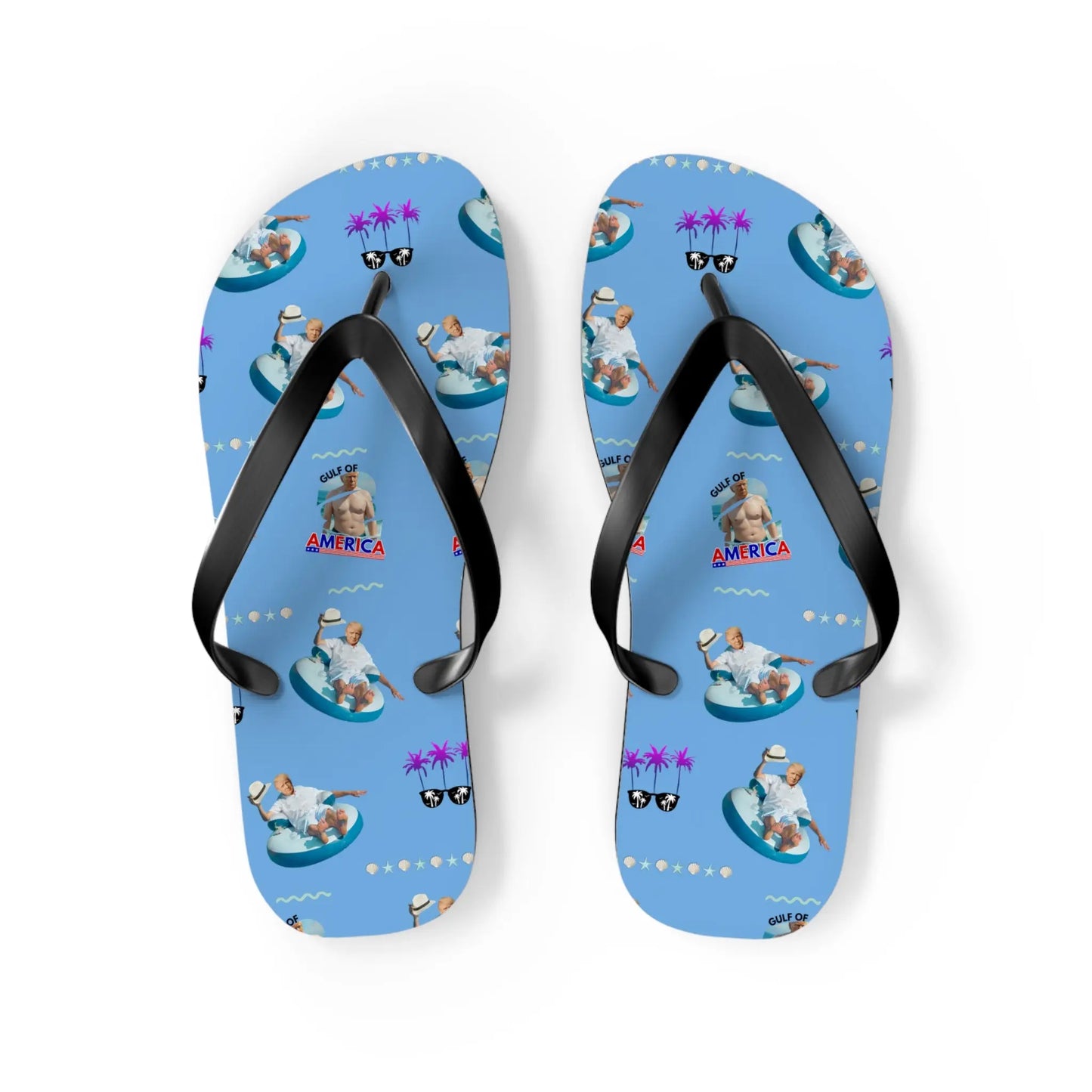 Funny Gulf of America Summer Flip Flops for Beach Lovers Printify