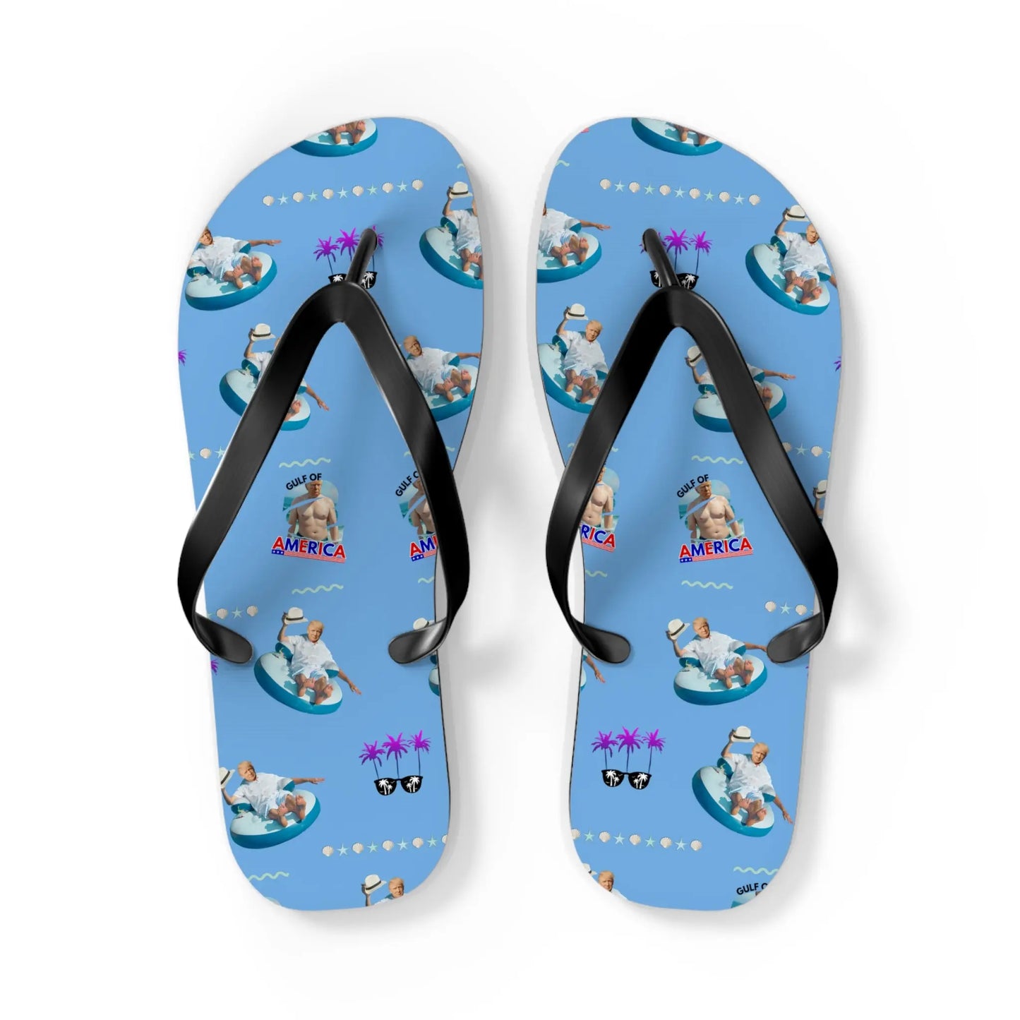 Funny Gulf of America Summer Flip Flops for Beach Lovers Printify