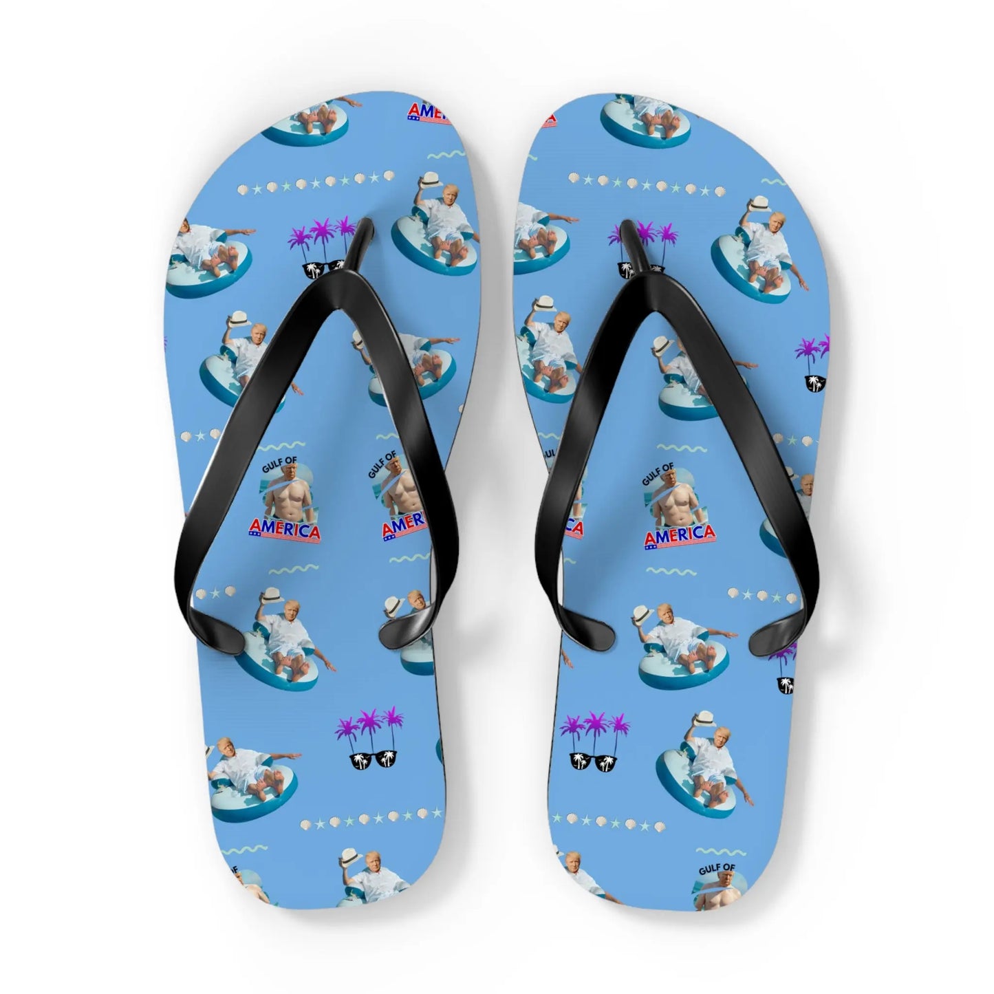 Funny Gulf of America Summer Flip Flops for Beach Lovers Printify
