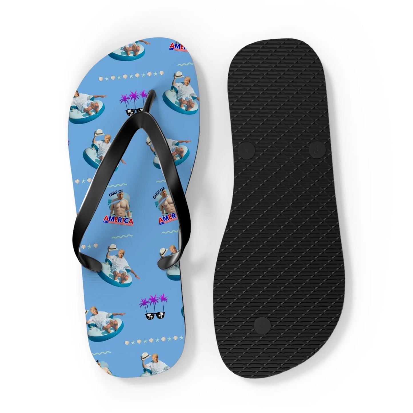 Funny Gulf of America Summer Flip Flops for Beach Lovers Printify