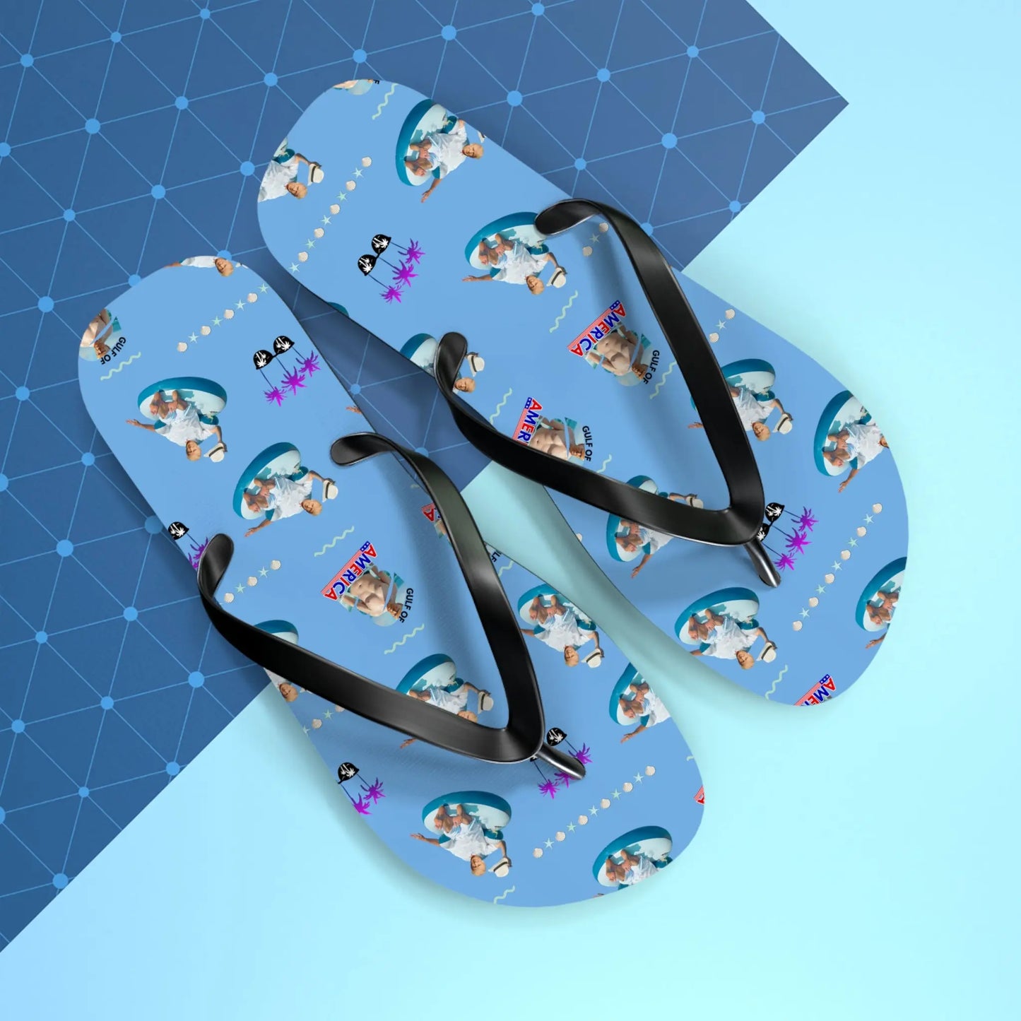Funny Gulf of America Summer Flip Flops for Beach Lovers Printify