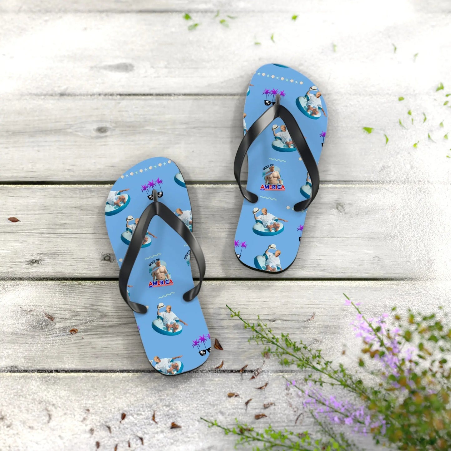 Funny Gulf of America Summer Flip Flops for Beach Lovers Printify