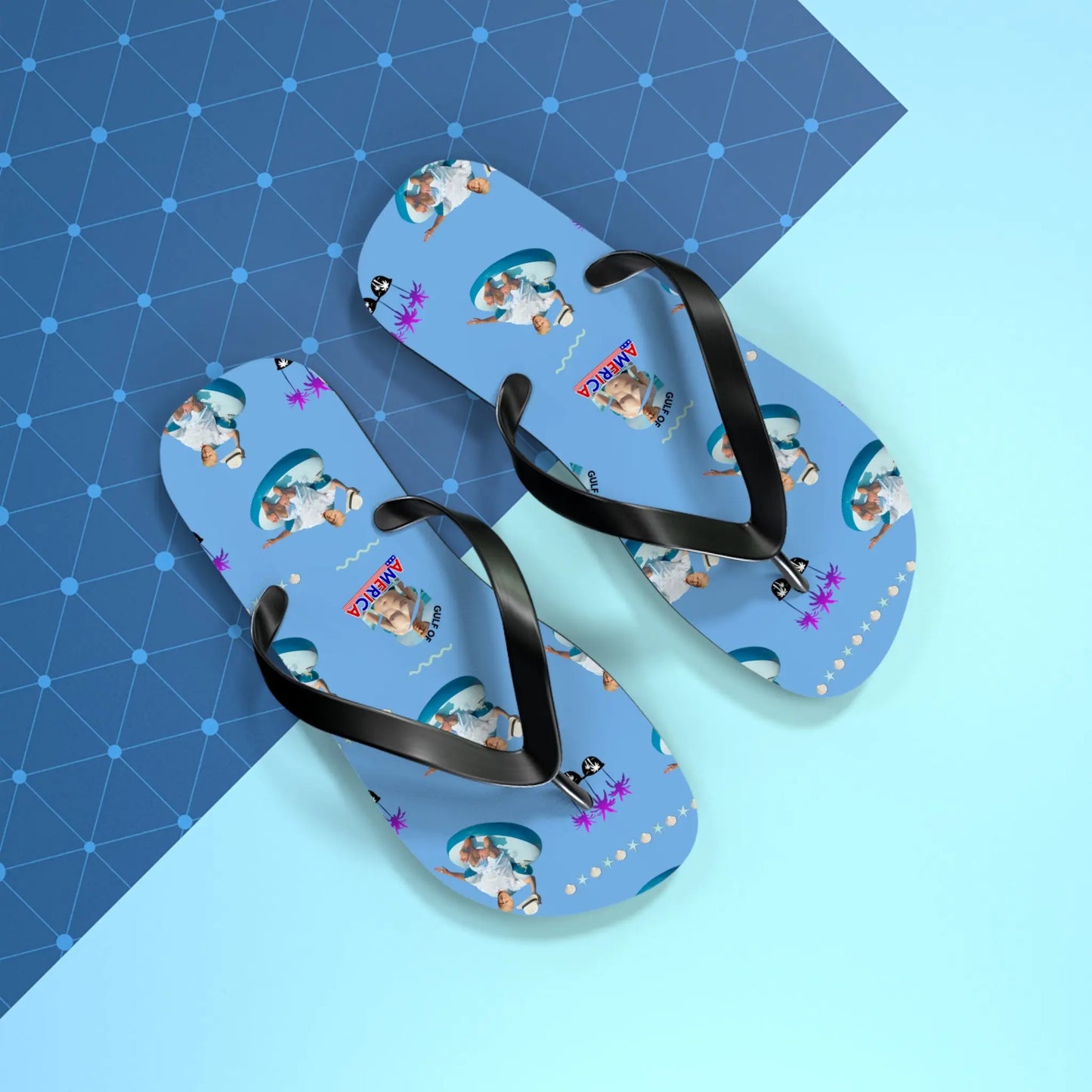 Funny Gulf of America Summer Flip Flops for Beach Lovers Printify