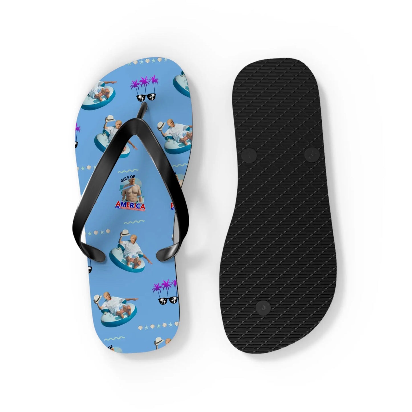 Funny Gulf of America Summer Flip Flops for Beach Lovers Printify