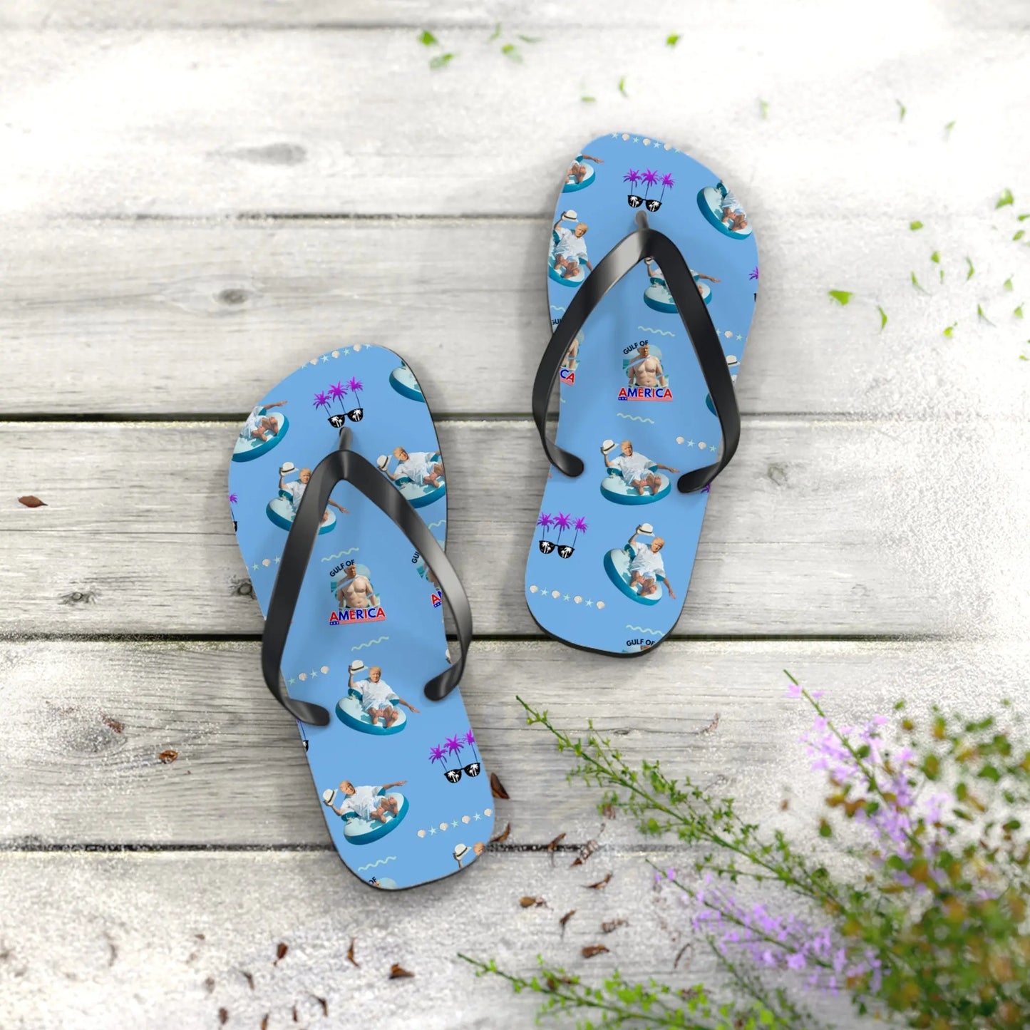 Funny Gulf of America Summer Flip Flops for Beach Lovers Printify