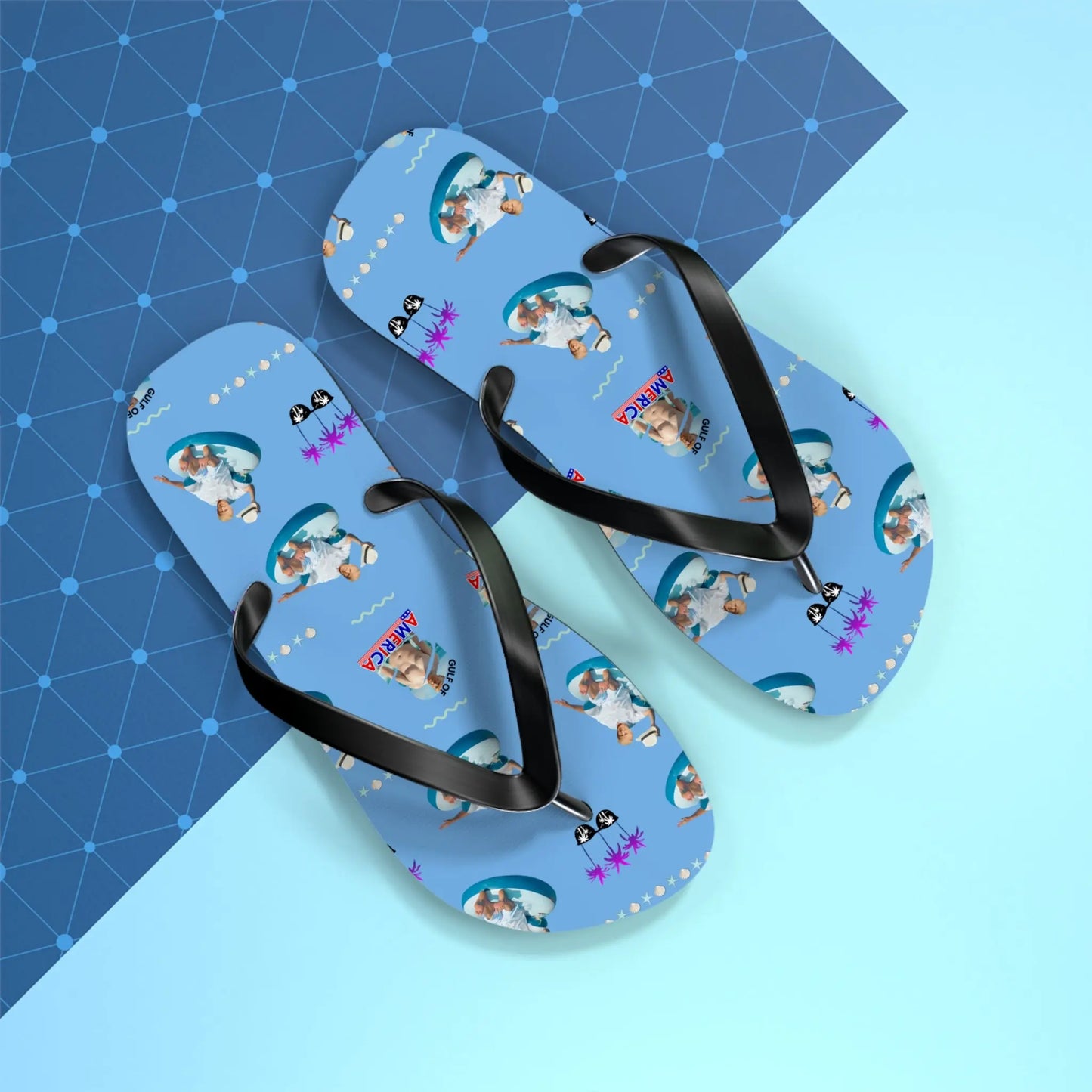 Funny Gulf of America Summer Flip Flops for Beach Lovers Printify