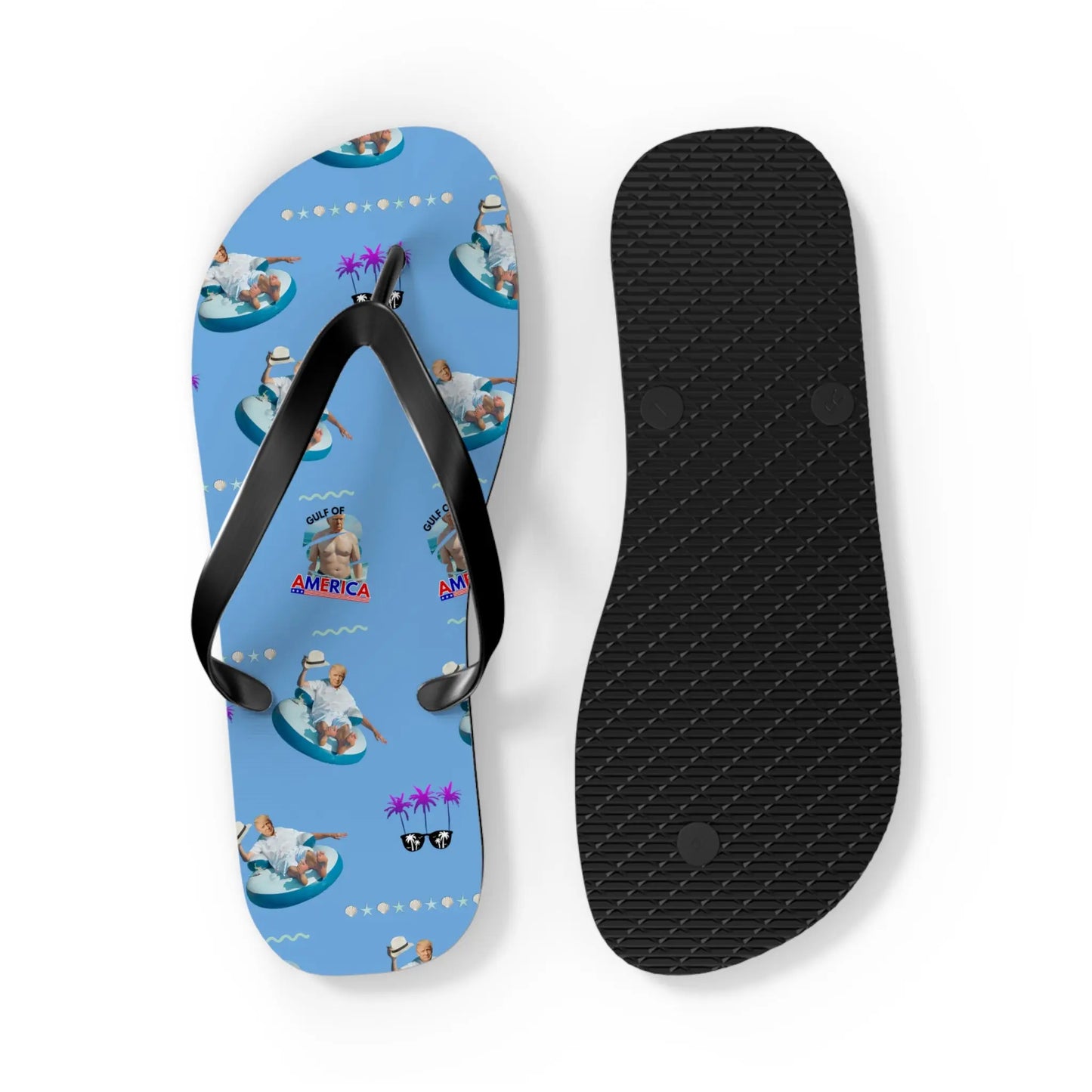 Funny Gulf of America Summer Flip Flops for Beach Lovers Printify