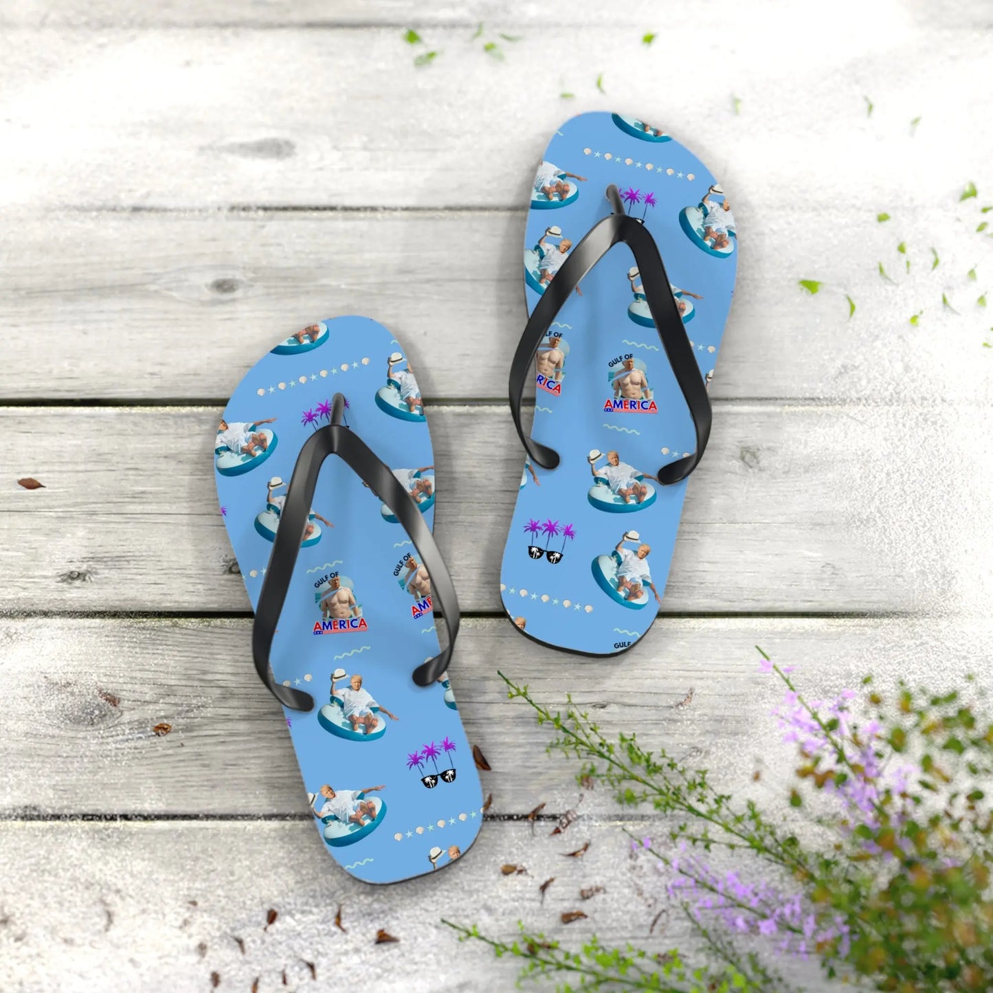 Funny Gulf of America Summer Flip Flops for Beach Lovers Printify