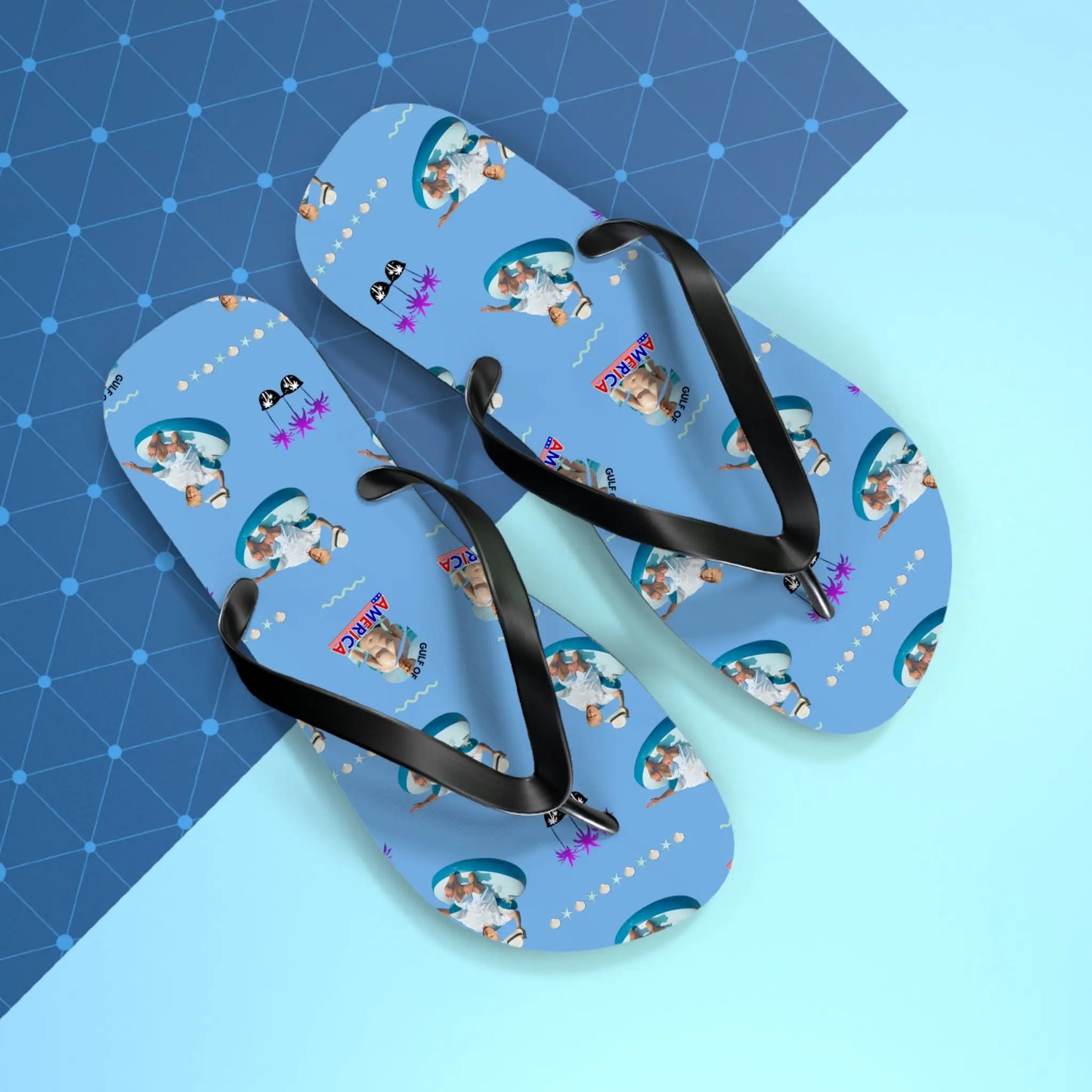 Funny Gulf of America Summer Flip Flops for Beach Lovers Printify