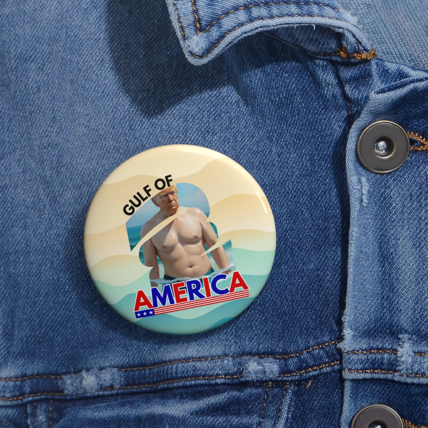 Gulf of America Pin Buttons - Fun & Playful Badge Printify