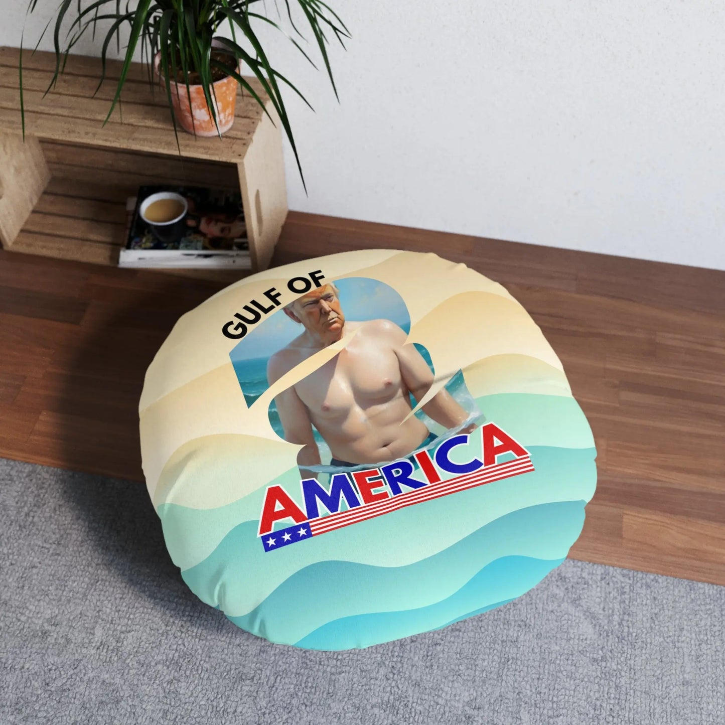 Gulf of America Tufted Floor Pillow - Fun Beach Decor Printify