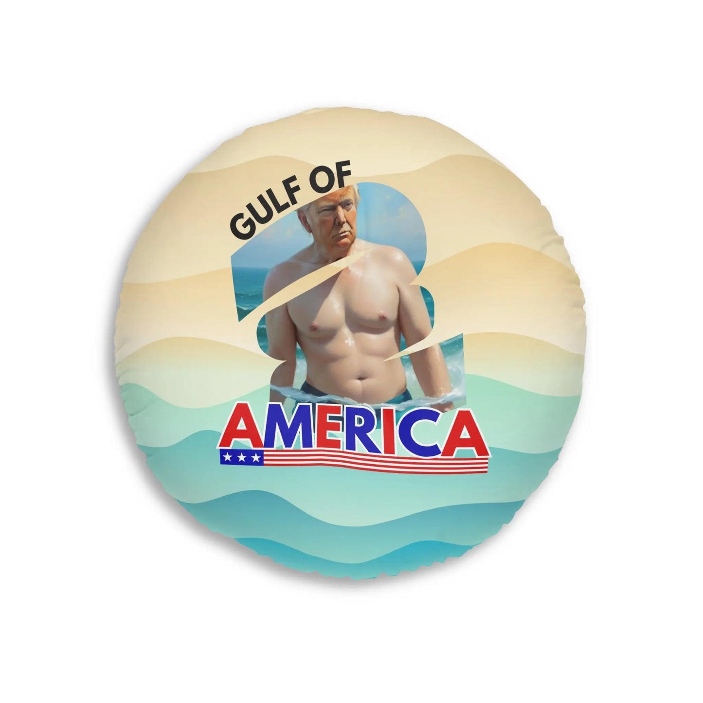 Gulf of America Tufted Floor Pillow - Fun Beach Decor Printify
