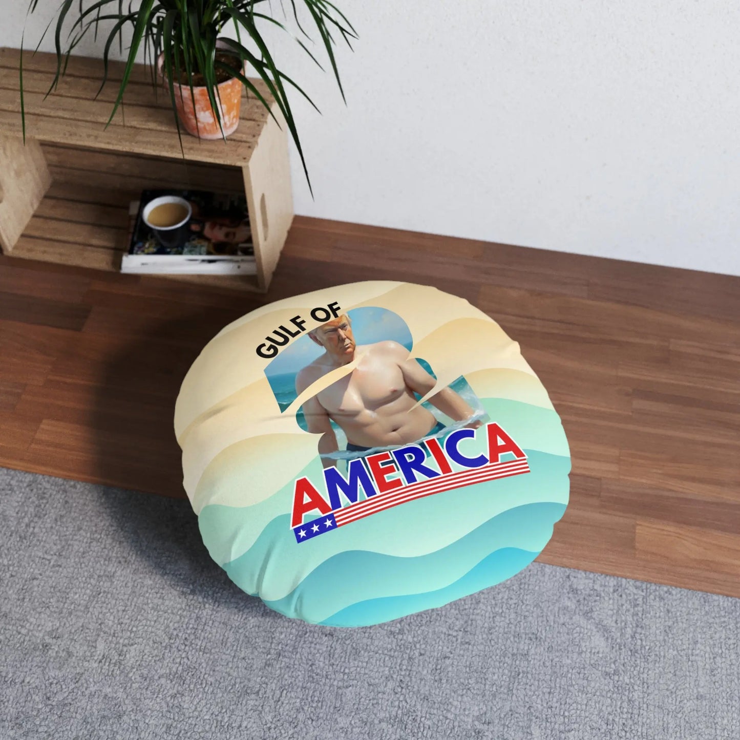 Gulf of America Tufted Floor Pillow - Fun Beach Decor Printify