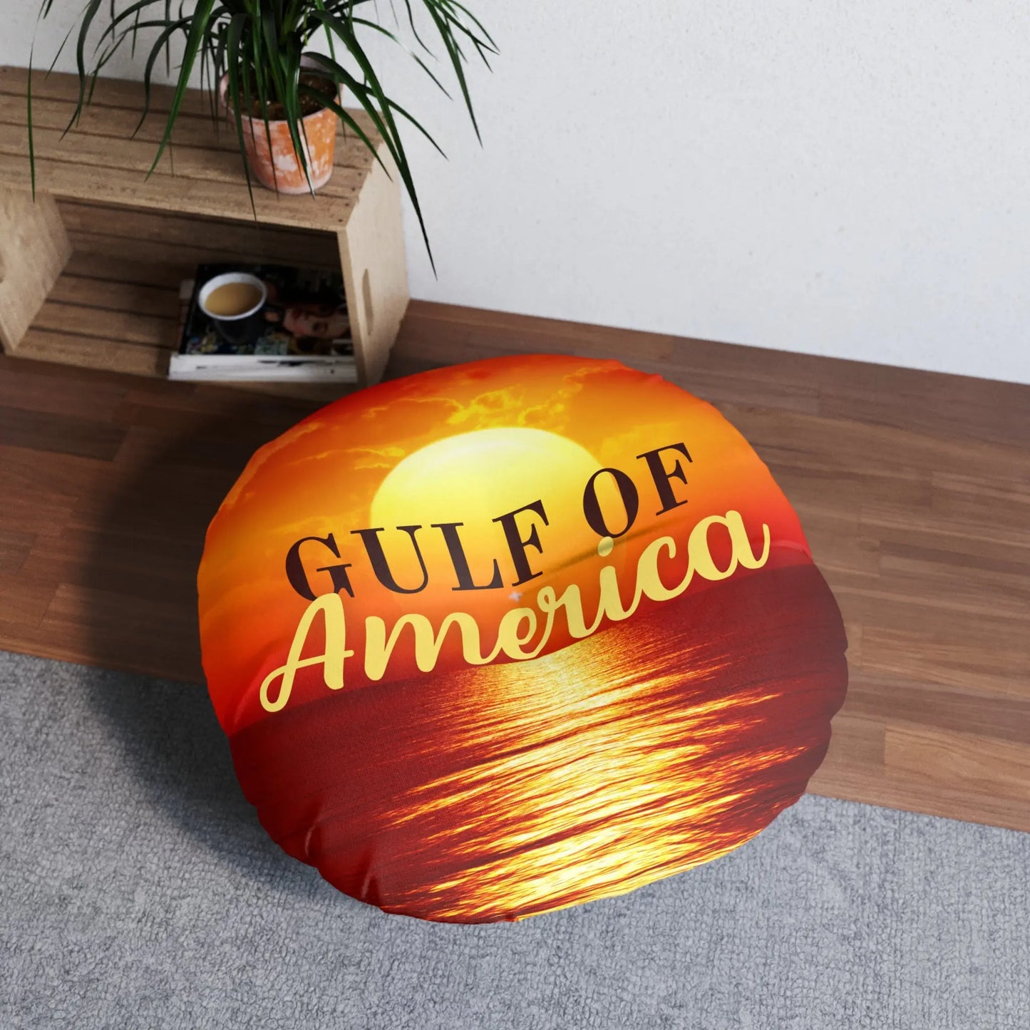 Gulf of America Tufted Floor Pillow - Round Sunset Decor Printify