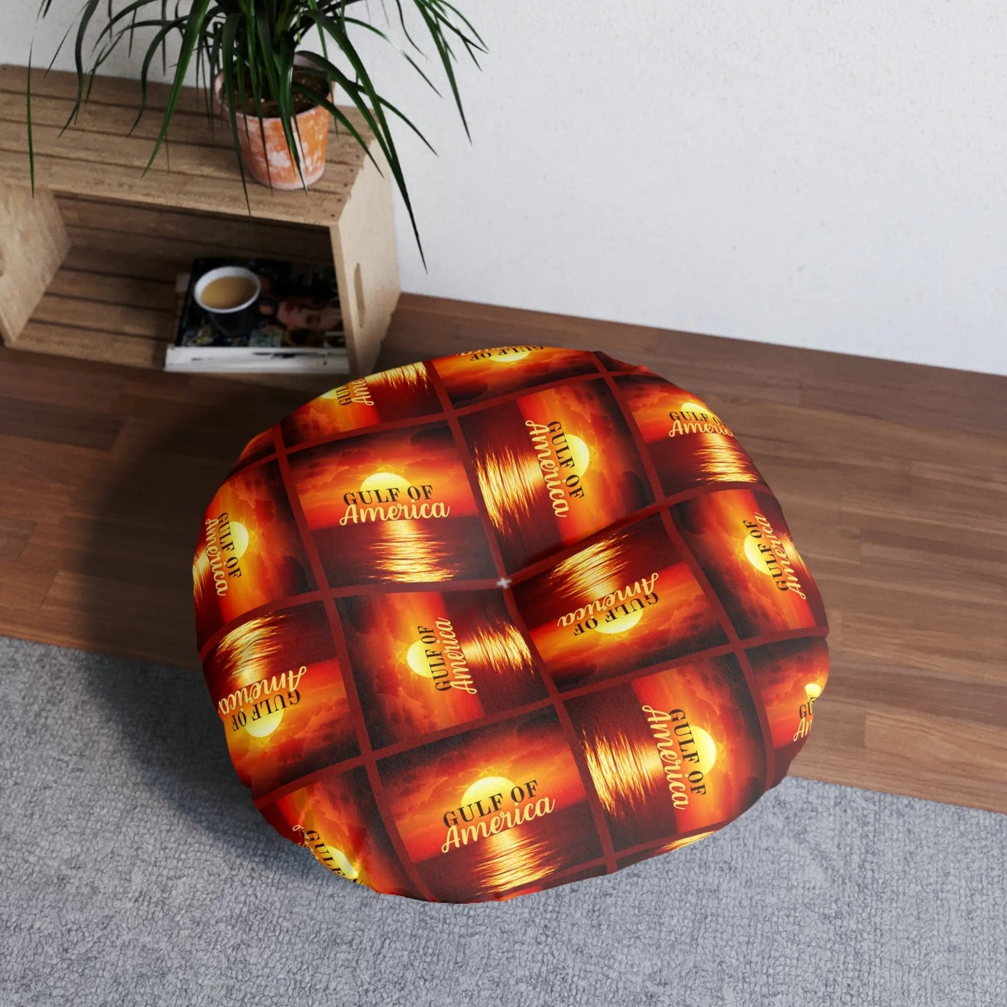 Gulf of America Tufted Floor Pillow - Round Sunset Decor Printify