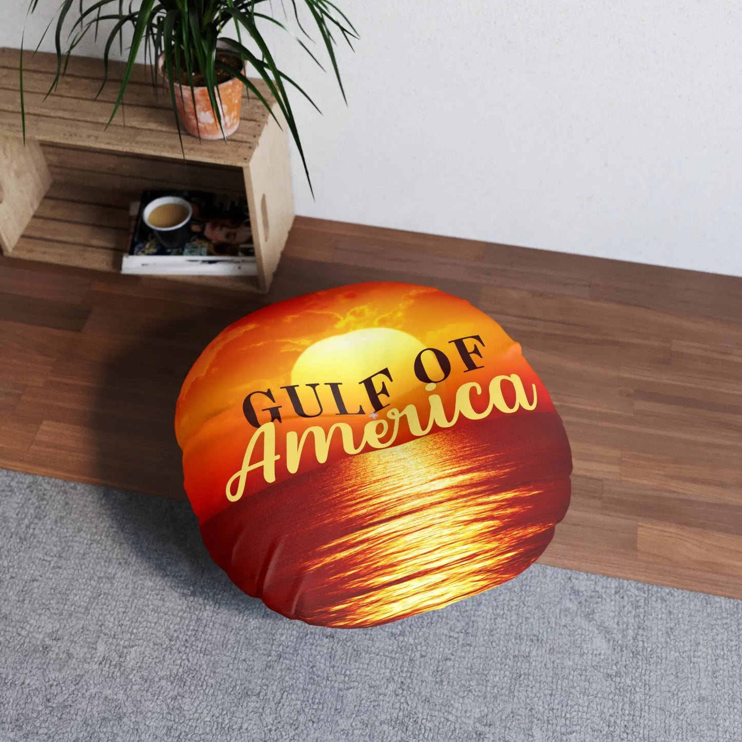 Gulf of America Tufted Floor Pillow - Round Sunset Decor Printify