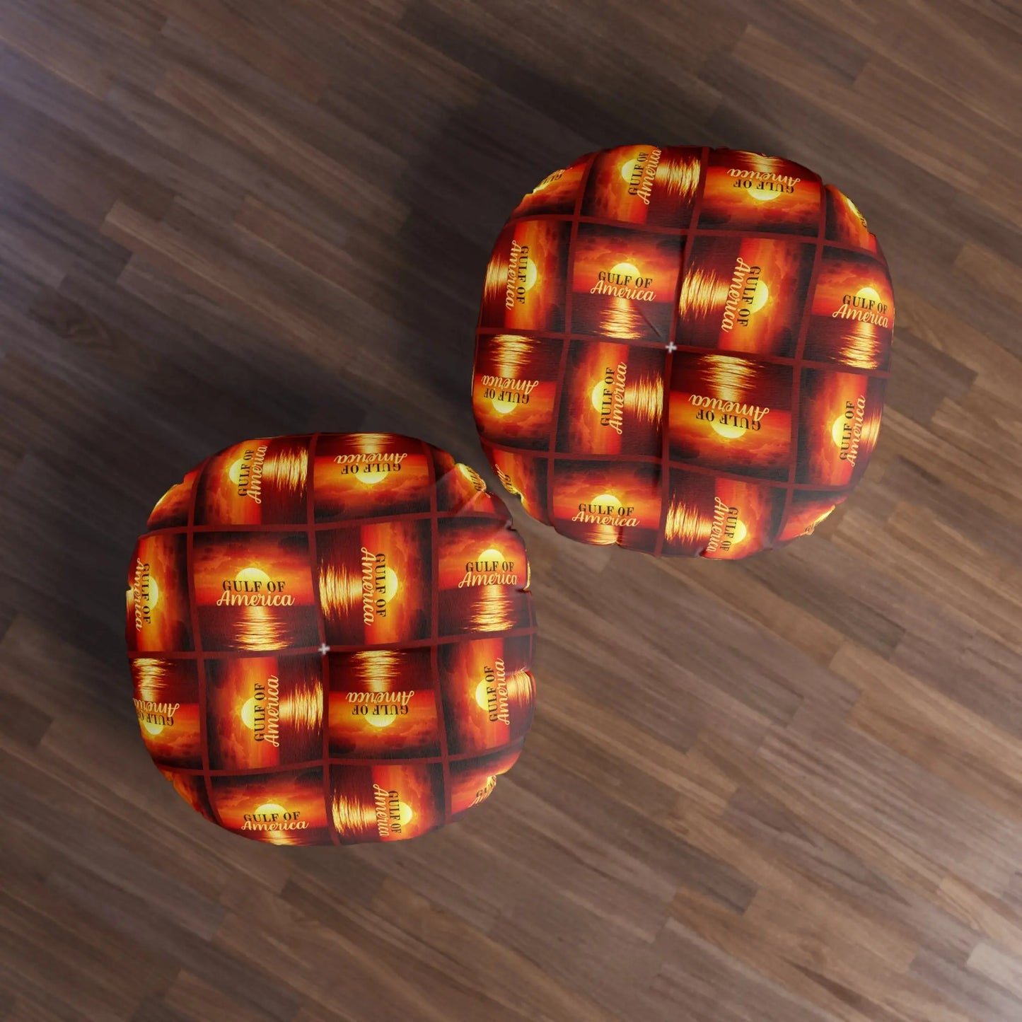 Gulf of America Tufted Floor Pillow - Round Sunset Decor Printify