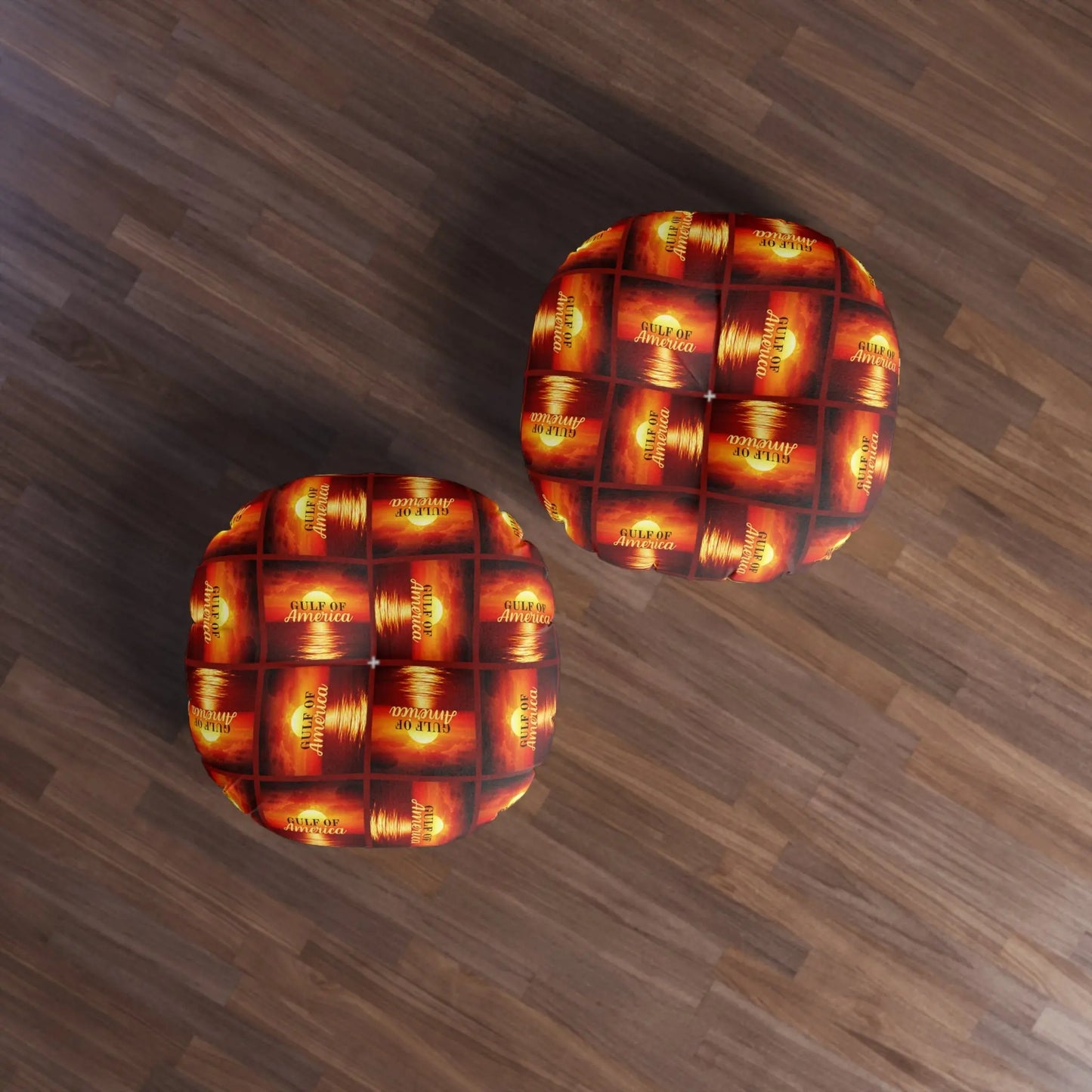 Gulf of America Tufted Floor Pillow - Round Sunset Decor Printify