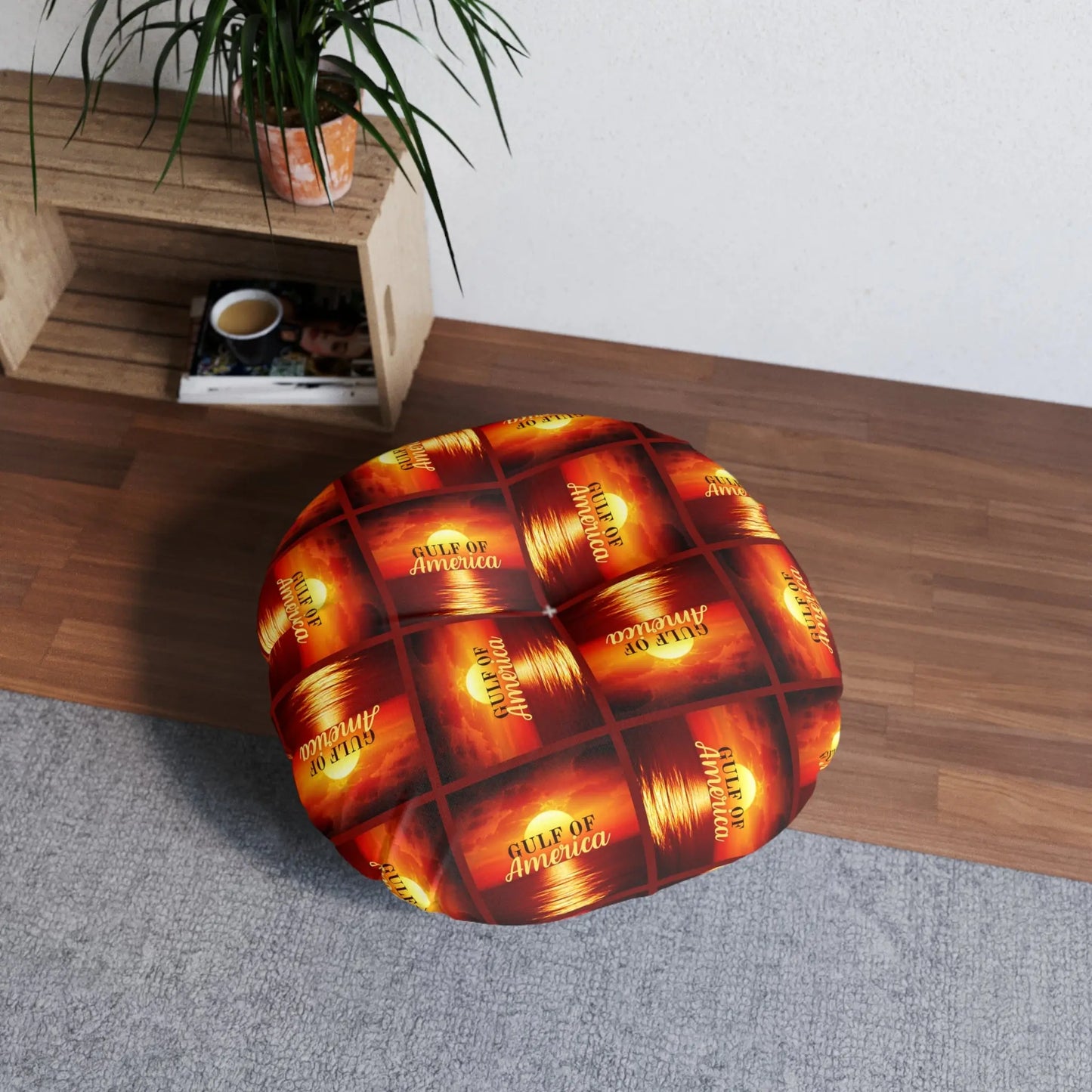 Gulf of America Tufted Floor Pillow - Round Sunset Decor Printify