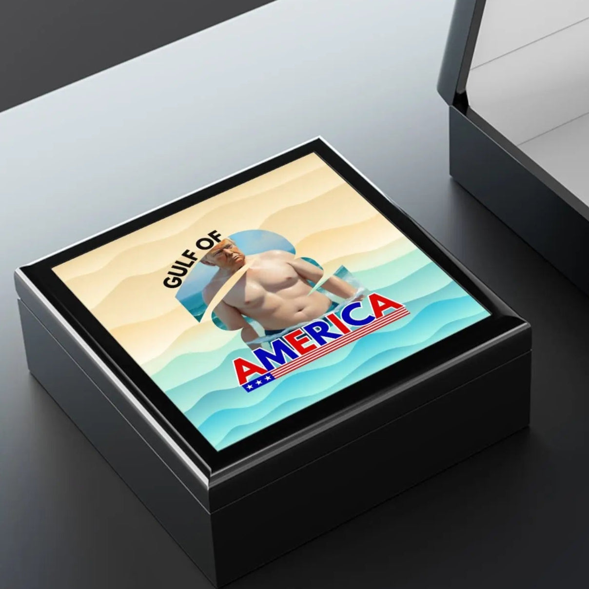 Humorous Jewelry Box - 'Gulf of America' Design for Unique Gift Ideas Printify