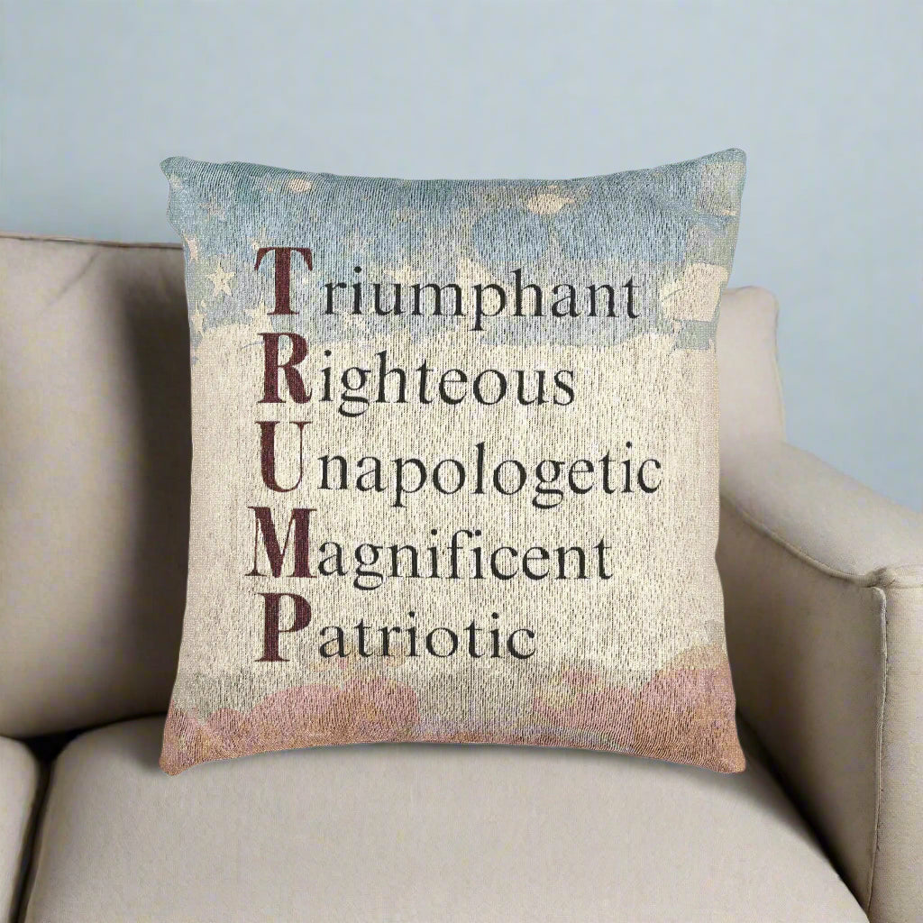 Patriotic Woven Pillow - Trump Inspired Home Decor for Freedom Lovers Printify