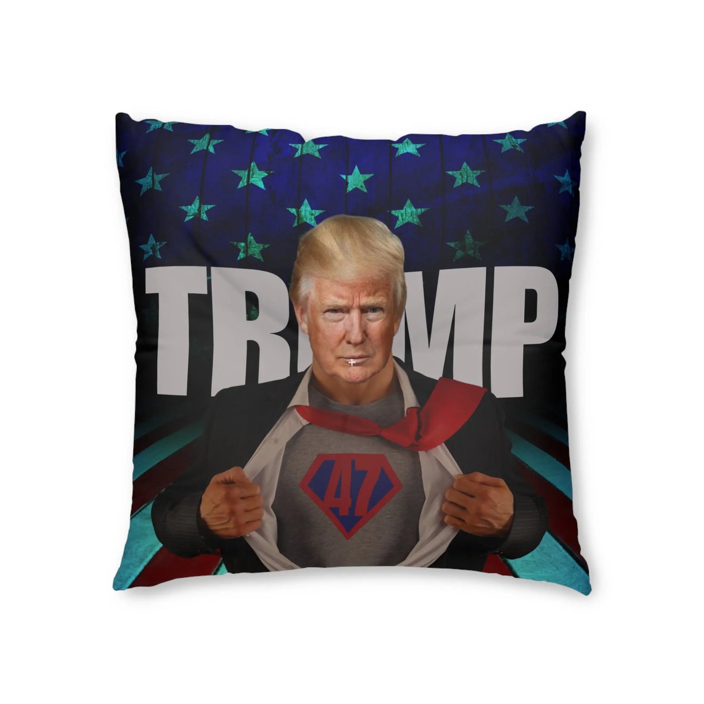 Superhero Trump Tufted Floor Pillow - Square Decorative Cushion Printify