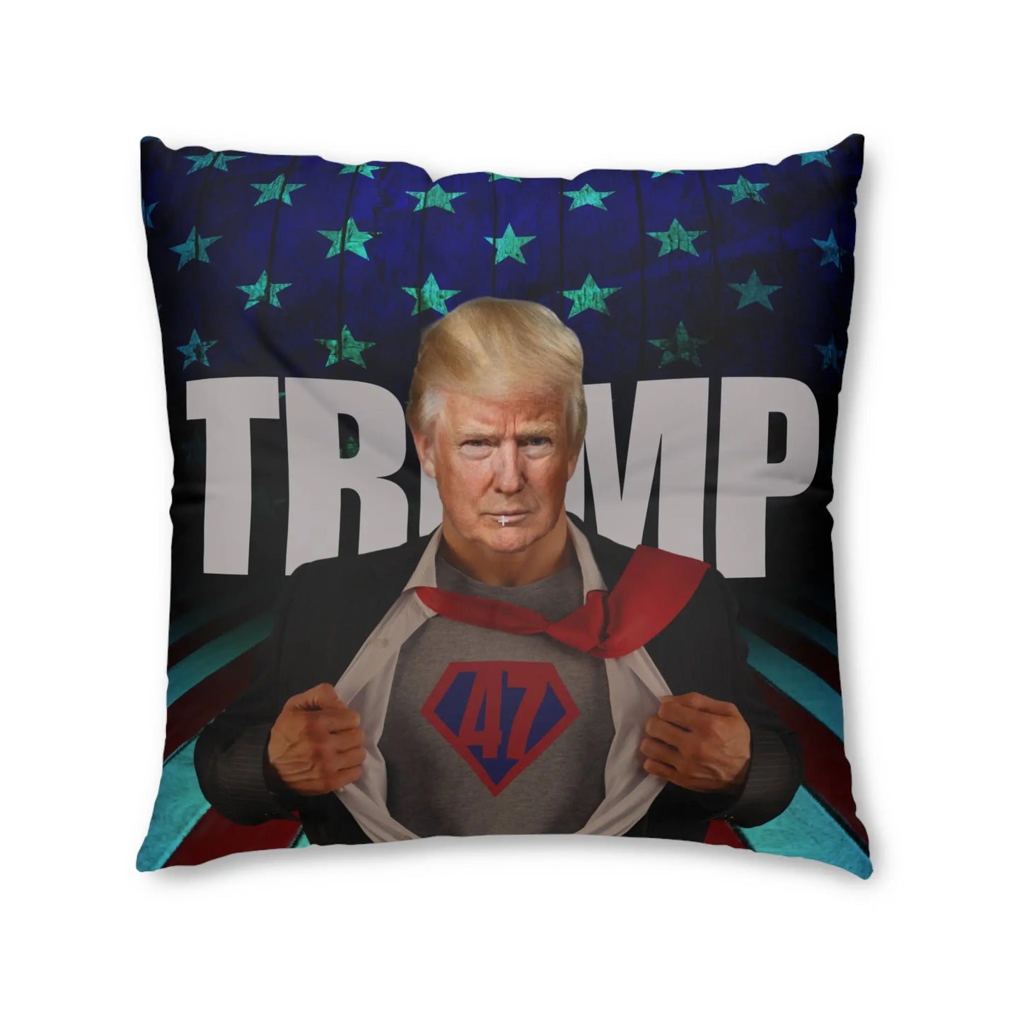 Superhero Trump Tufted Floor Pillow - Square Decorative Cushion Printify