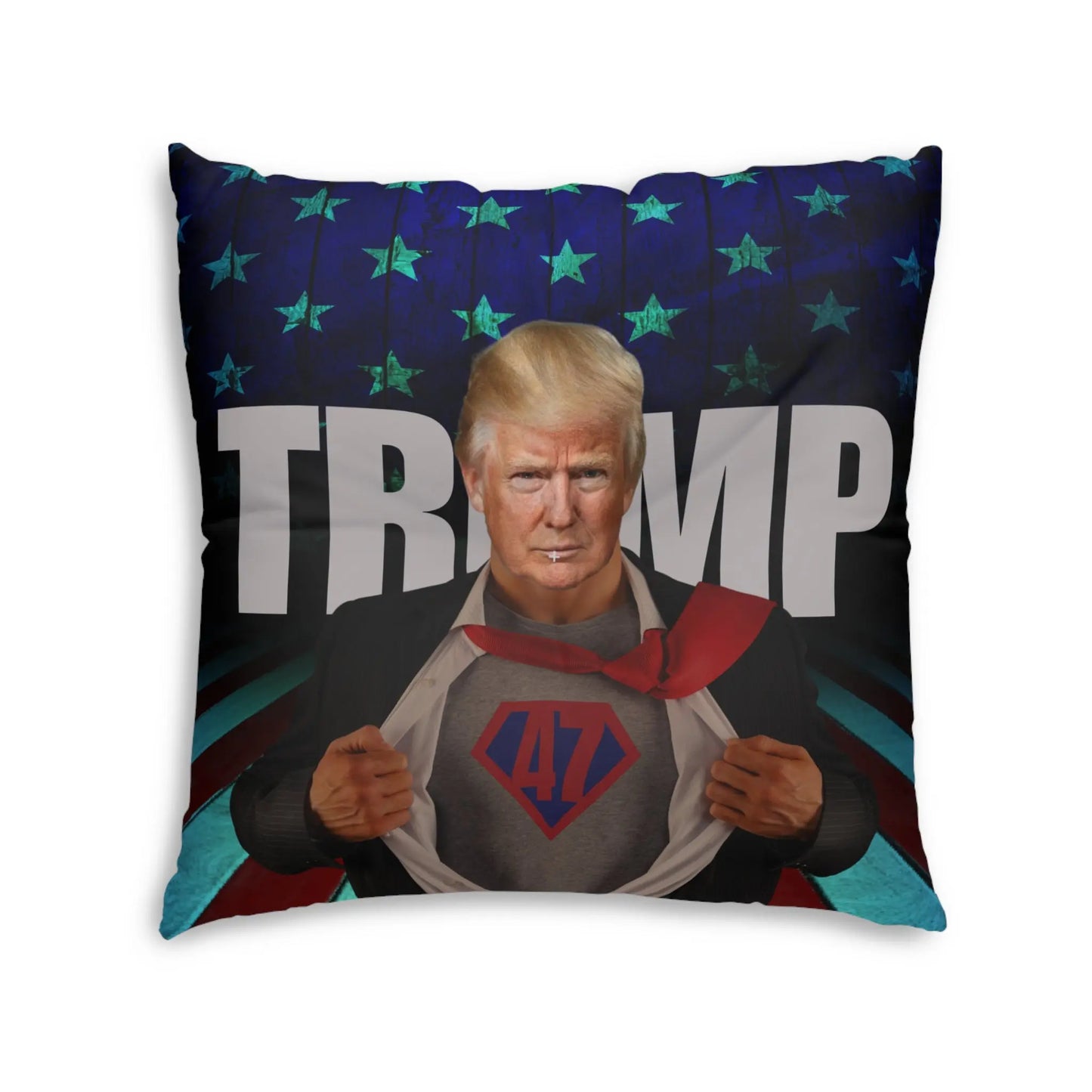 Superhero Trump Tufted Floor Pillow - Square Decorative Cushion Printify