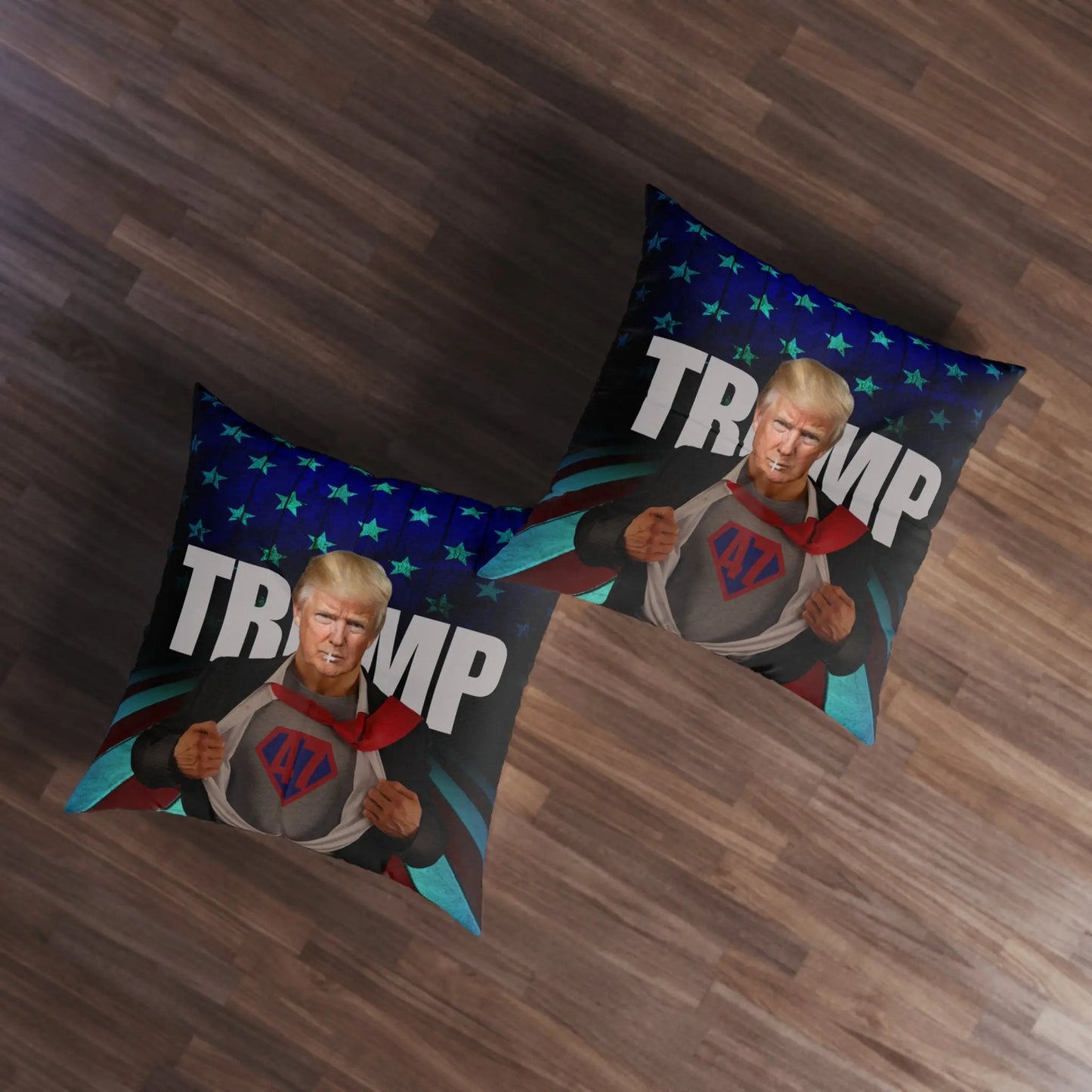 Superhero Trump Tufted Floor Pillow - Square Decorative Cushion Printify