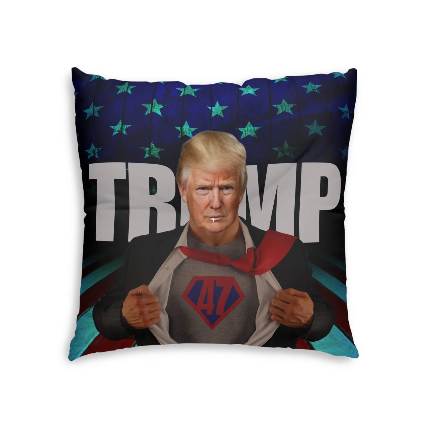 Superhero Trump Tufted Floor Pillow - Square Decorative Cushion Printify