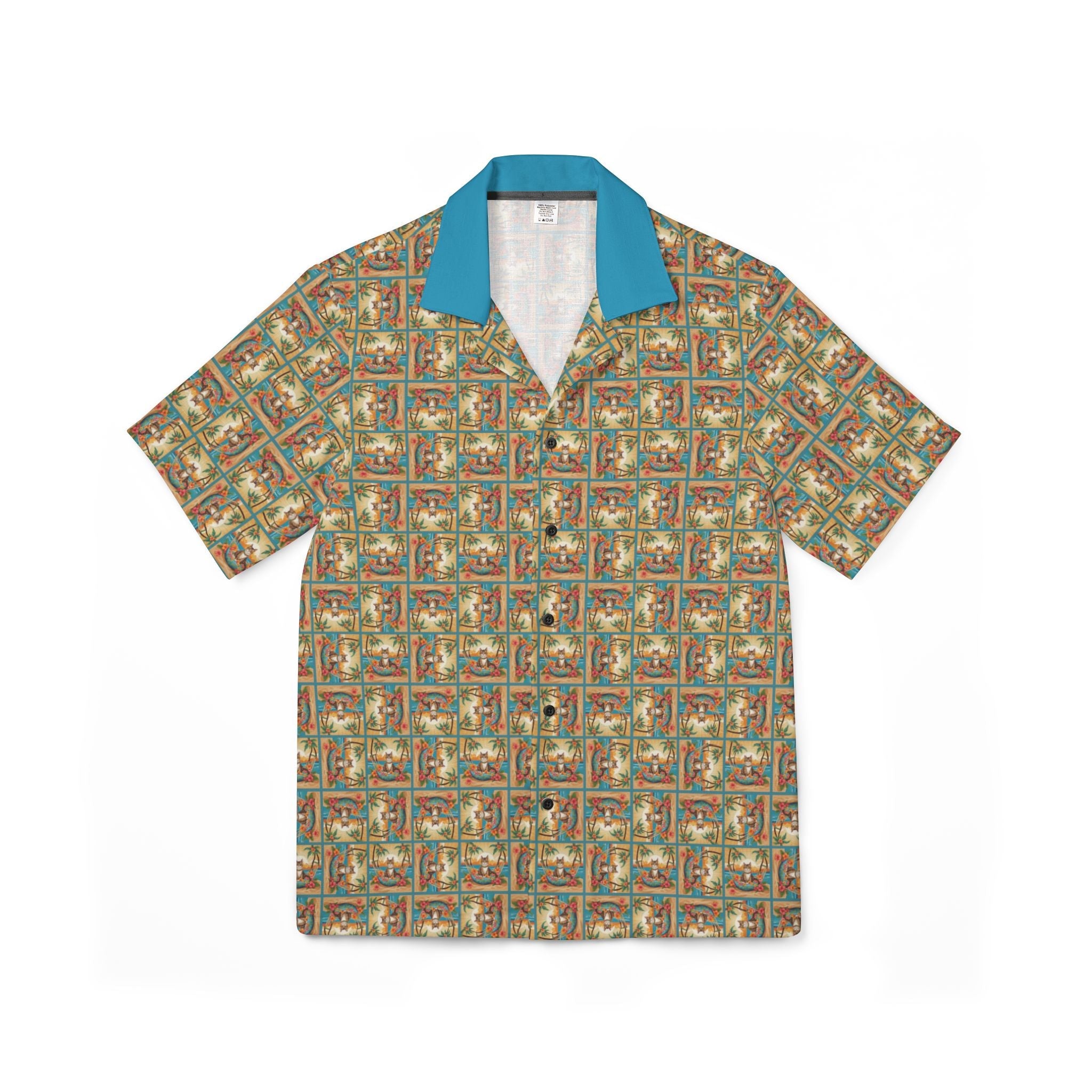 Aloha Cat Men's Hawaiian Camp Shirt - Clothing, Hawaiian Style Shirts - EpiAl's Shop