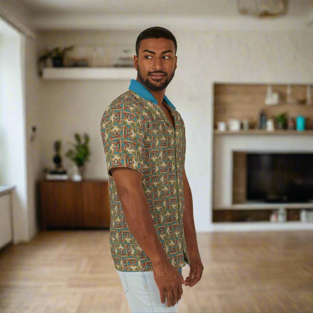 Aloha Cat Men's Hawaiian Camp Shirt - Clothing, Hawaiian Style Shirts - EpiAl's Shop